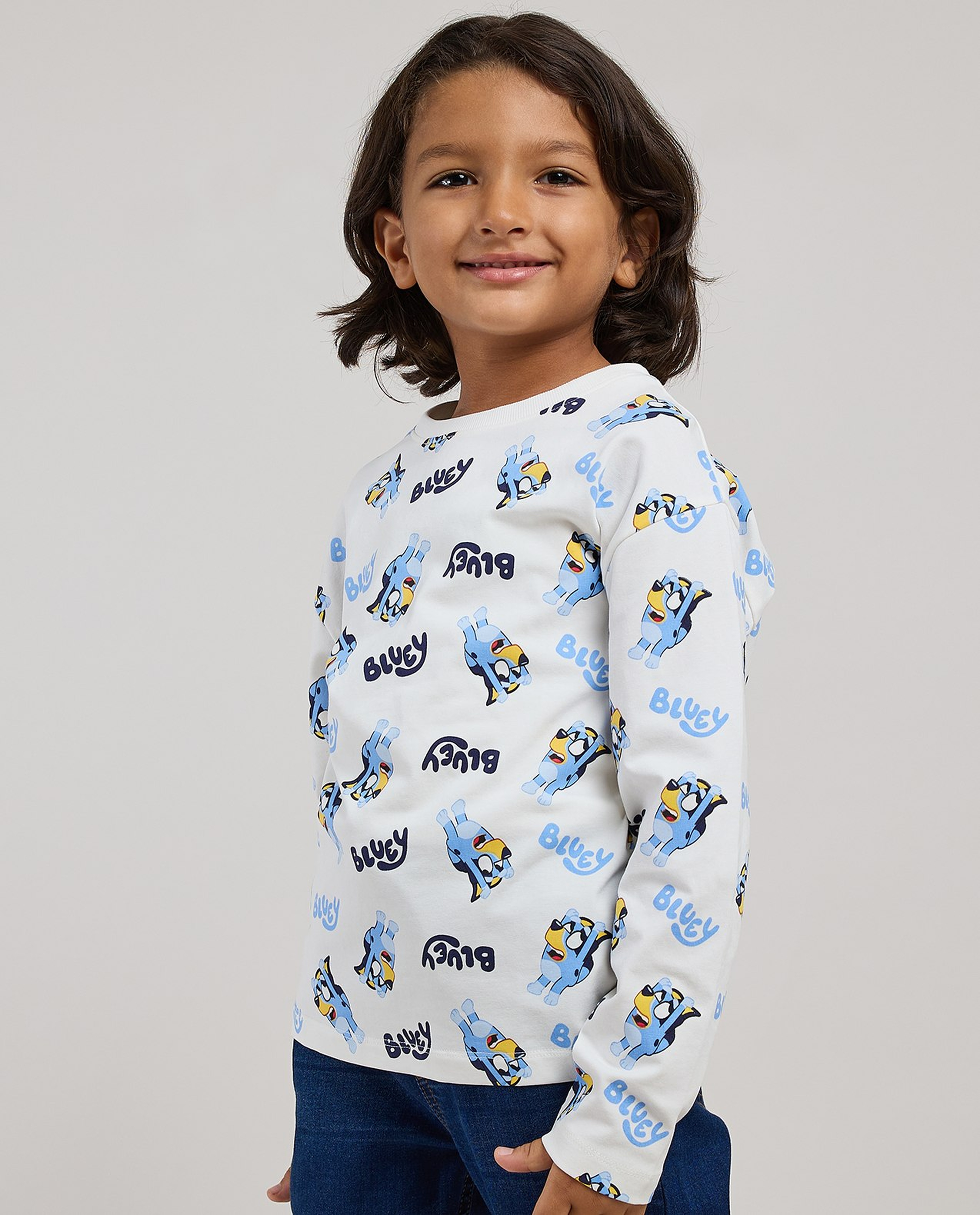 Bluey Printed T-Shirt with Crew Neck and Long Sleeves