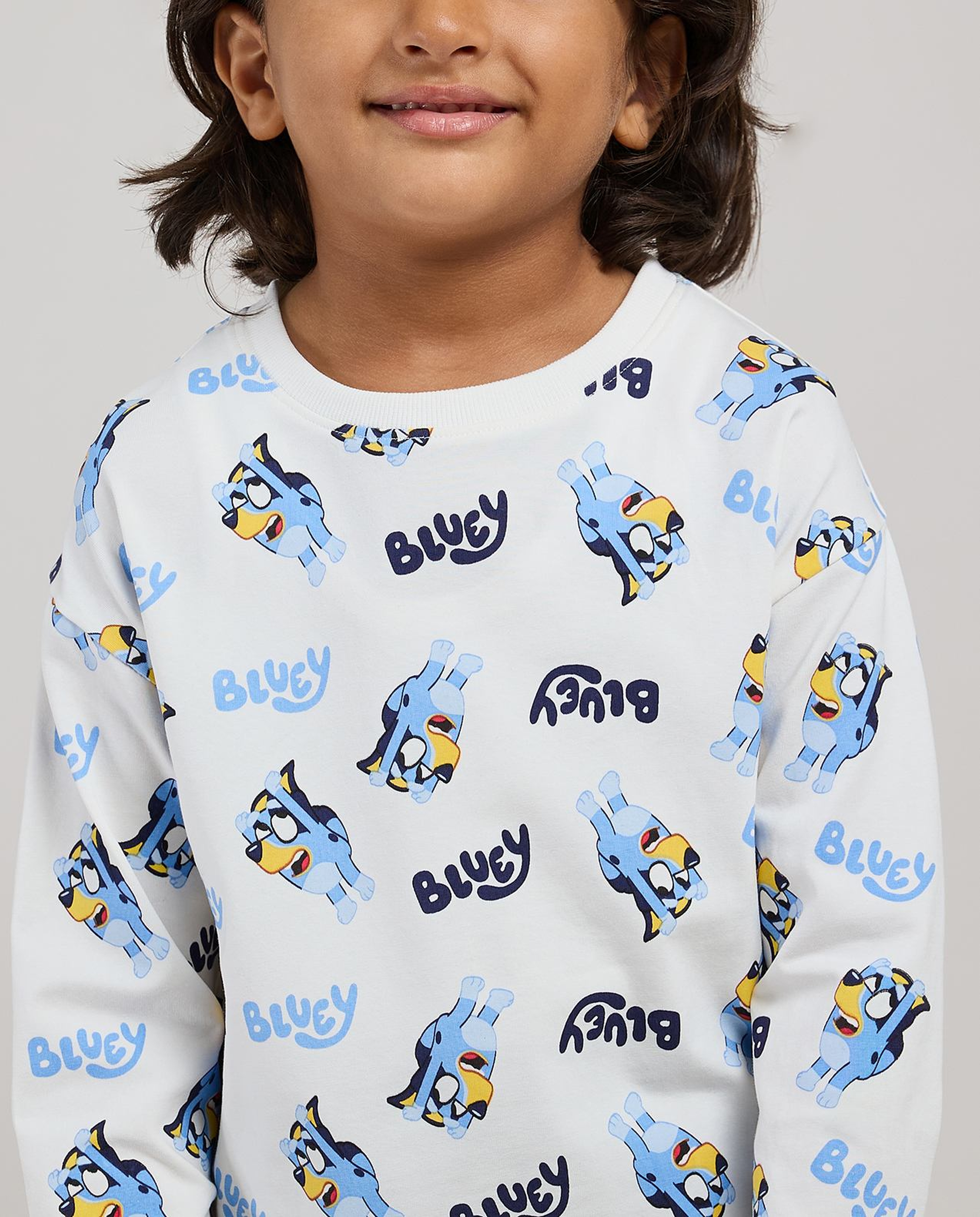 Bluey Printed T-Shirt with Crew Neck and Long Sleeves