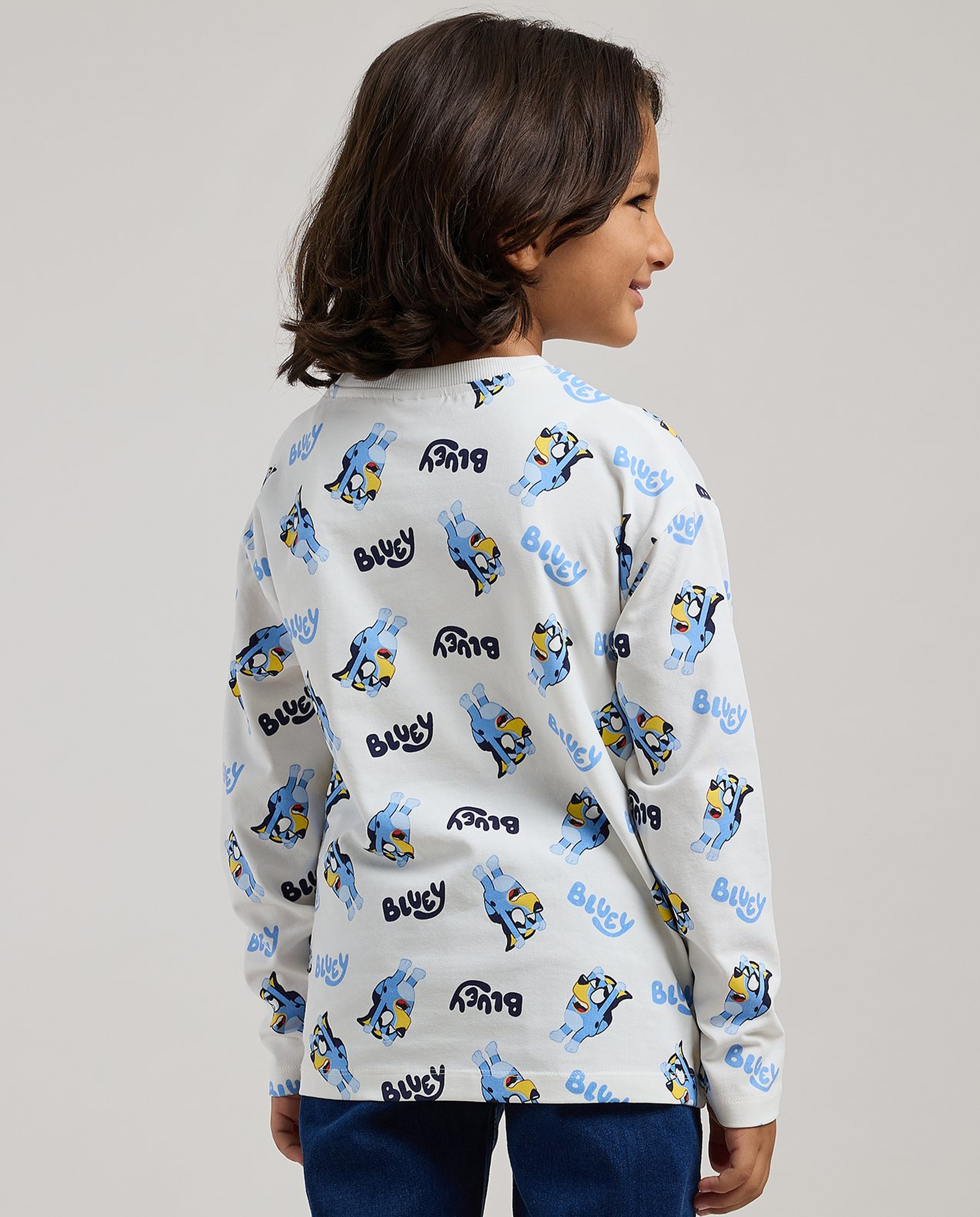 Bluey Printed T-Shirt with Crew Neck and Long Sleeves
