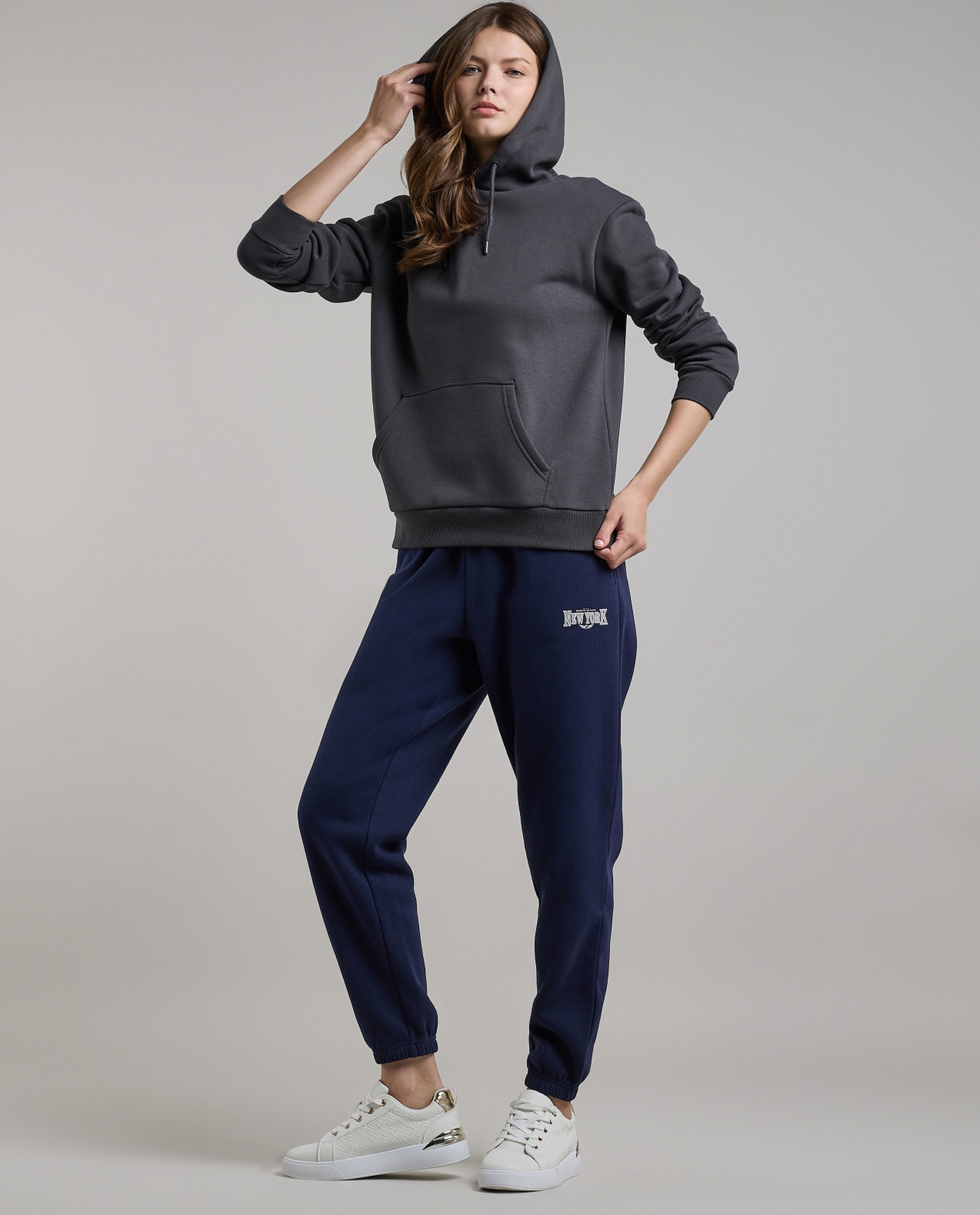 Solid Hoodie with Long Sleeves