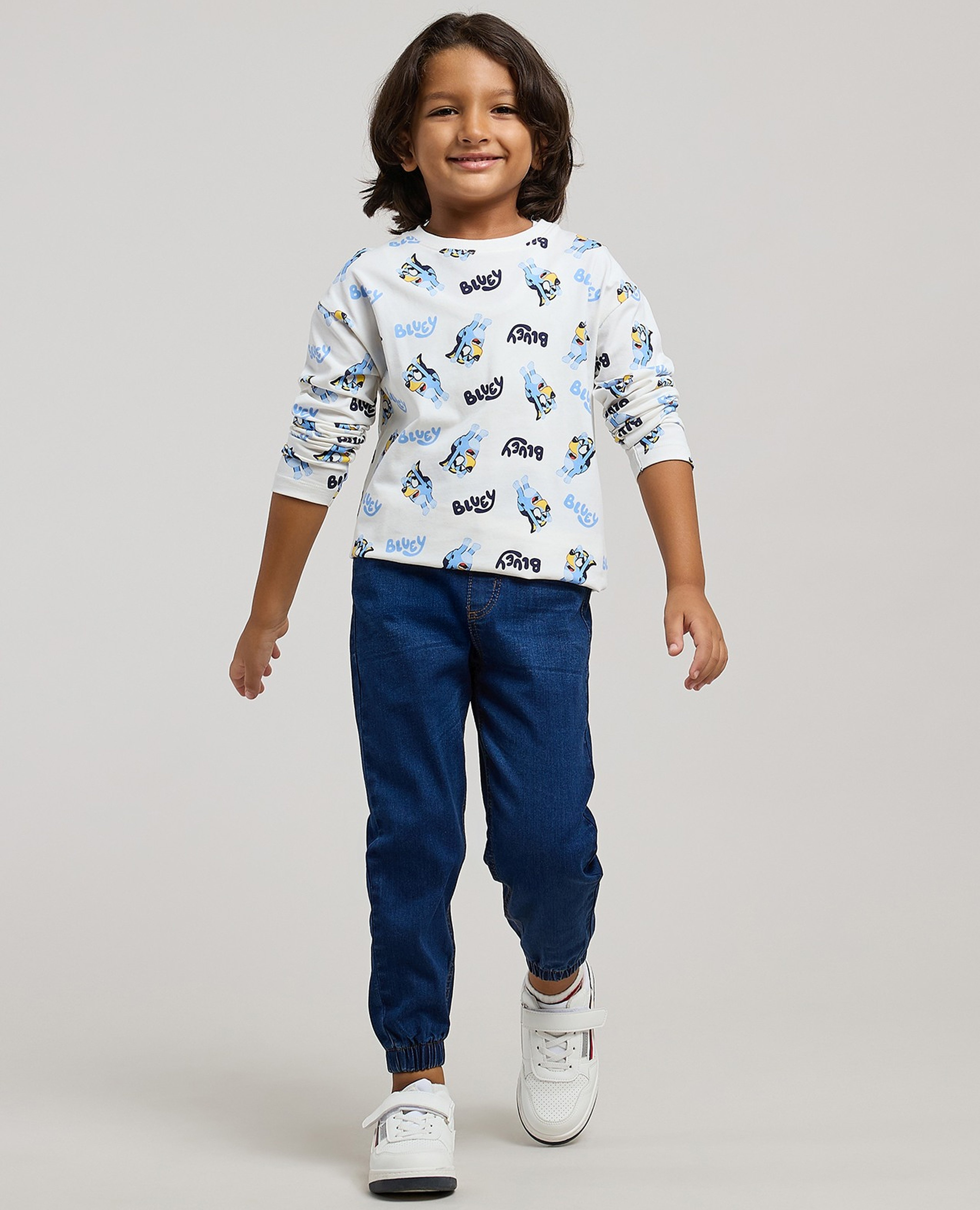 Bluey Printed T-Shirt with Crew Neck and Long Sleeves