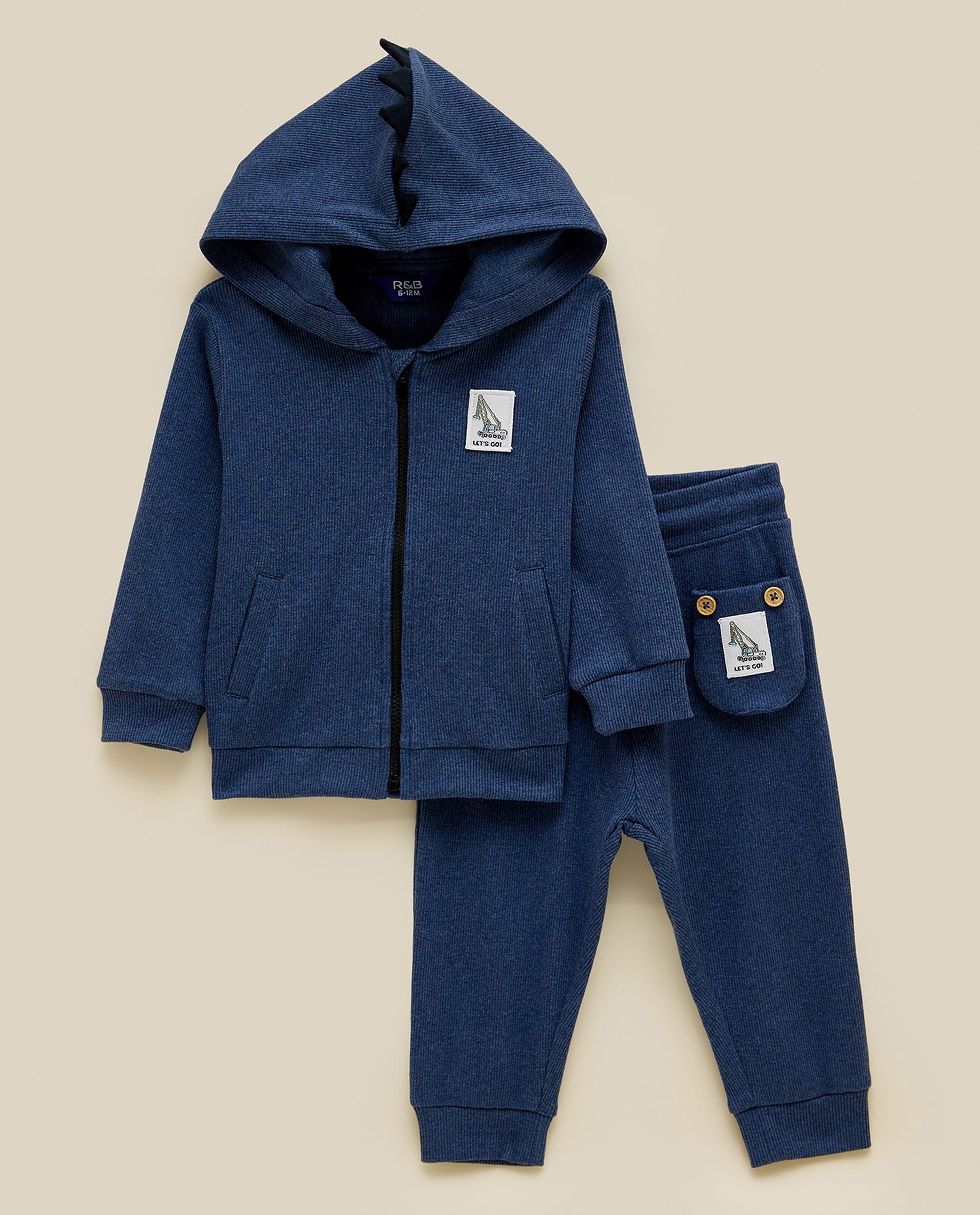 Solid Hooded Jacket and Jogger Set