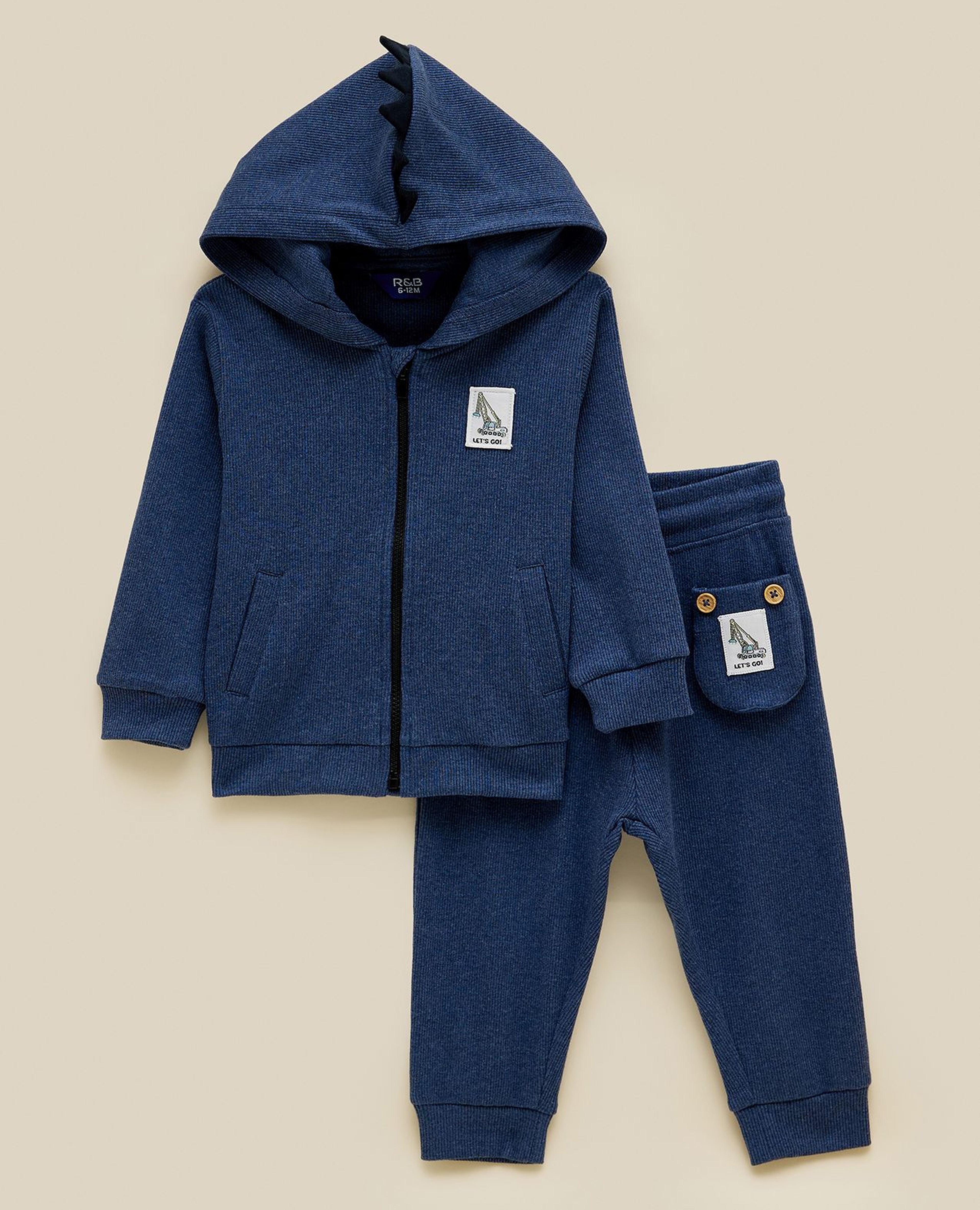 Solid Hooded Jacket and Jogger Set
