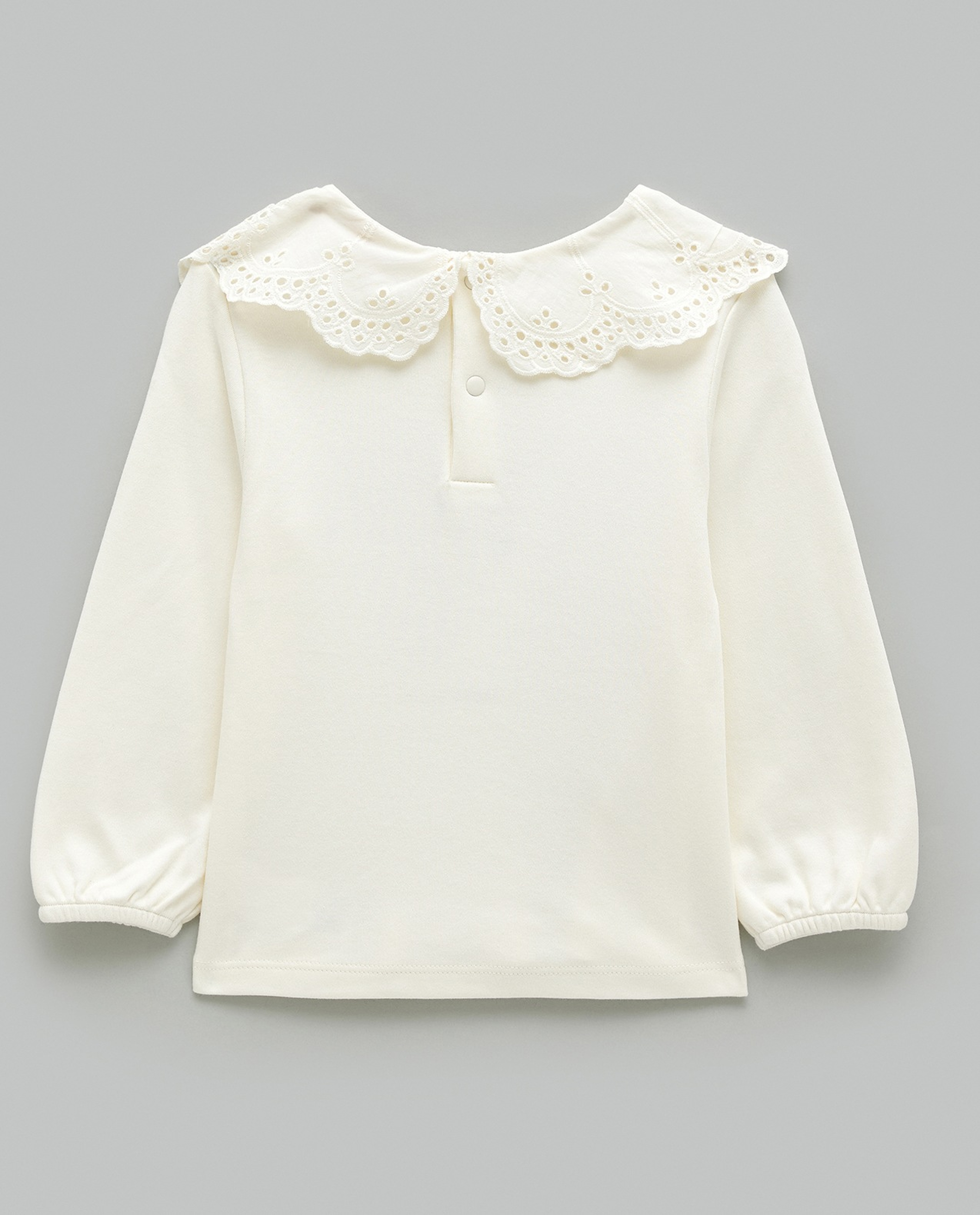 Embroidered Top with Baby Collar and Long Sleeves