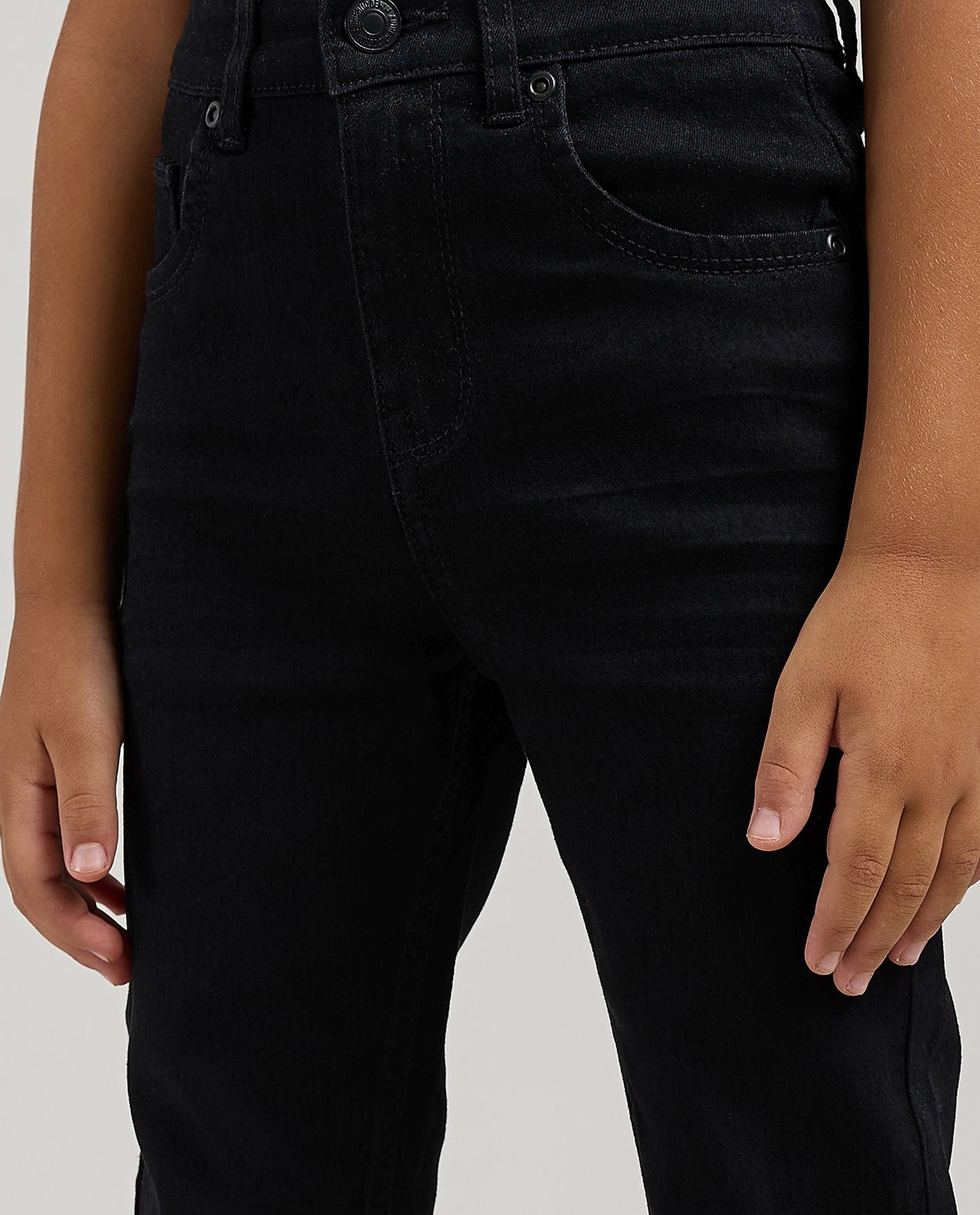 Solid Straight Fit Jeans with Button Closure