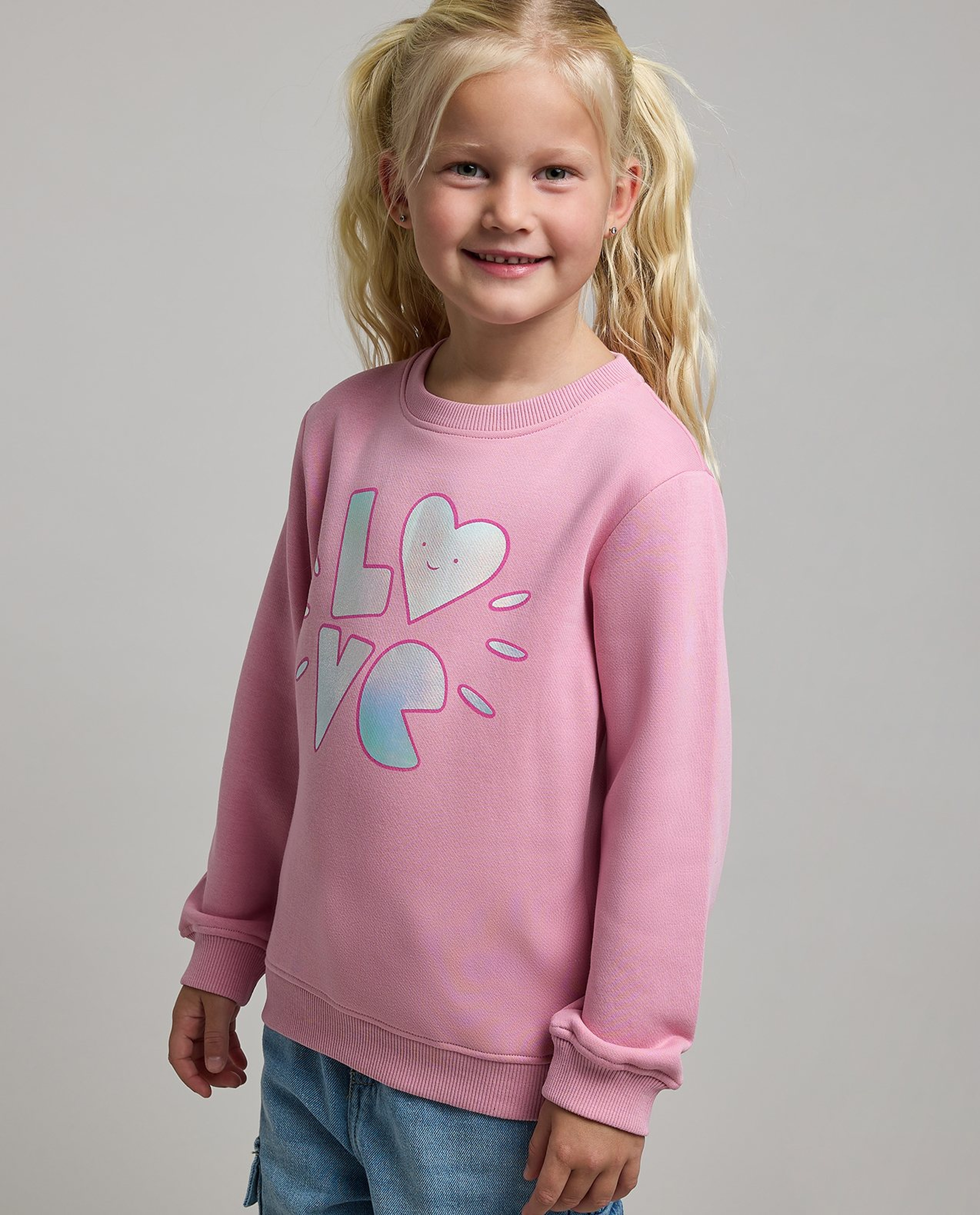 Printed Sweatshirt with Crew Neck and Long Sleeves