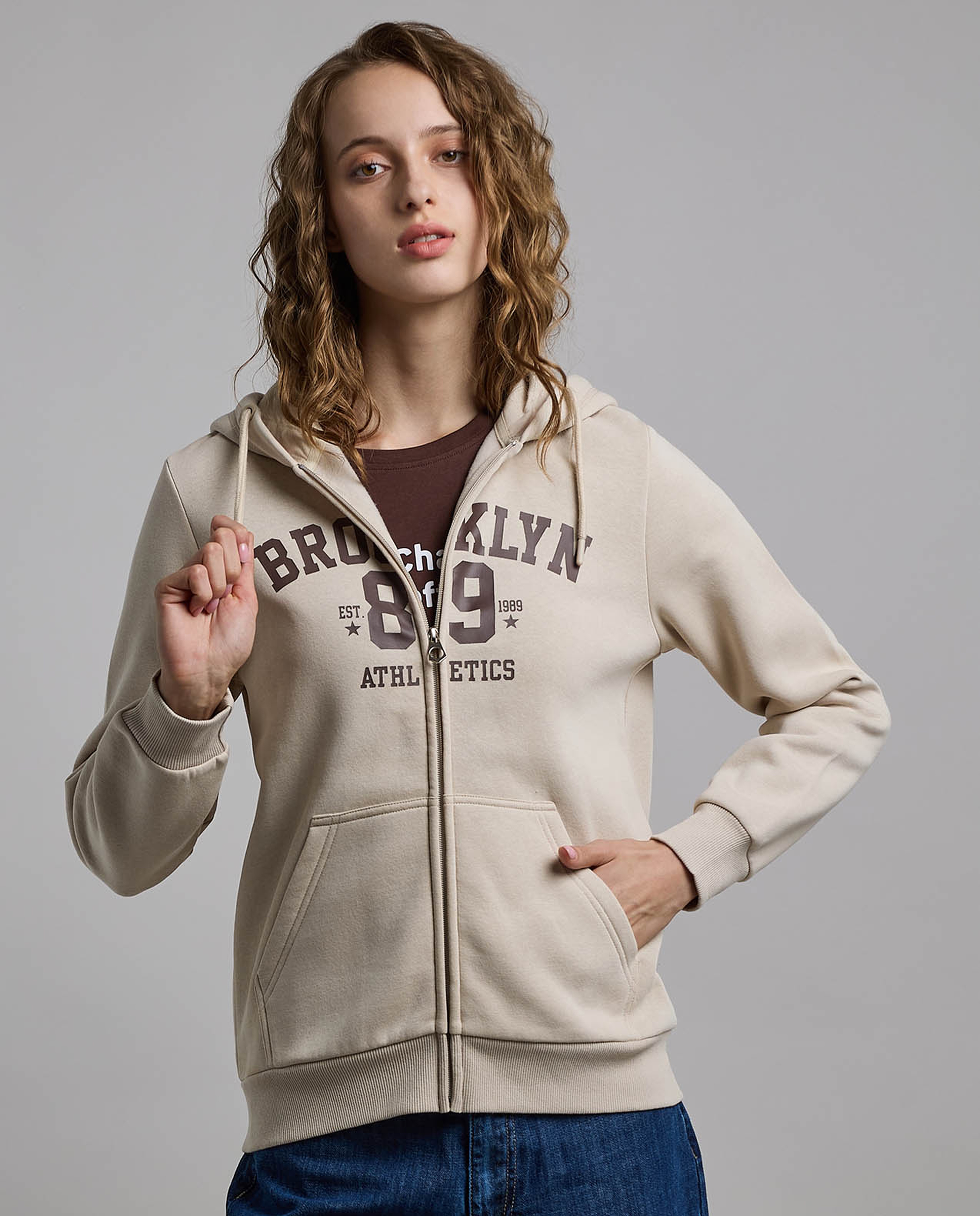 Printed Hooded Jacket with Long Sleeves