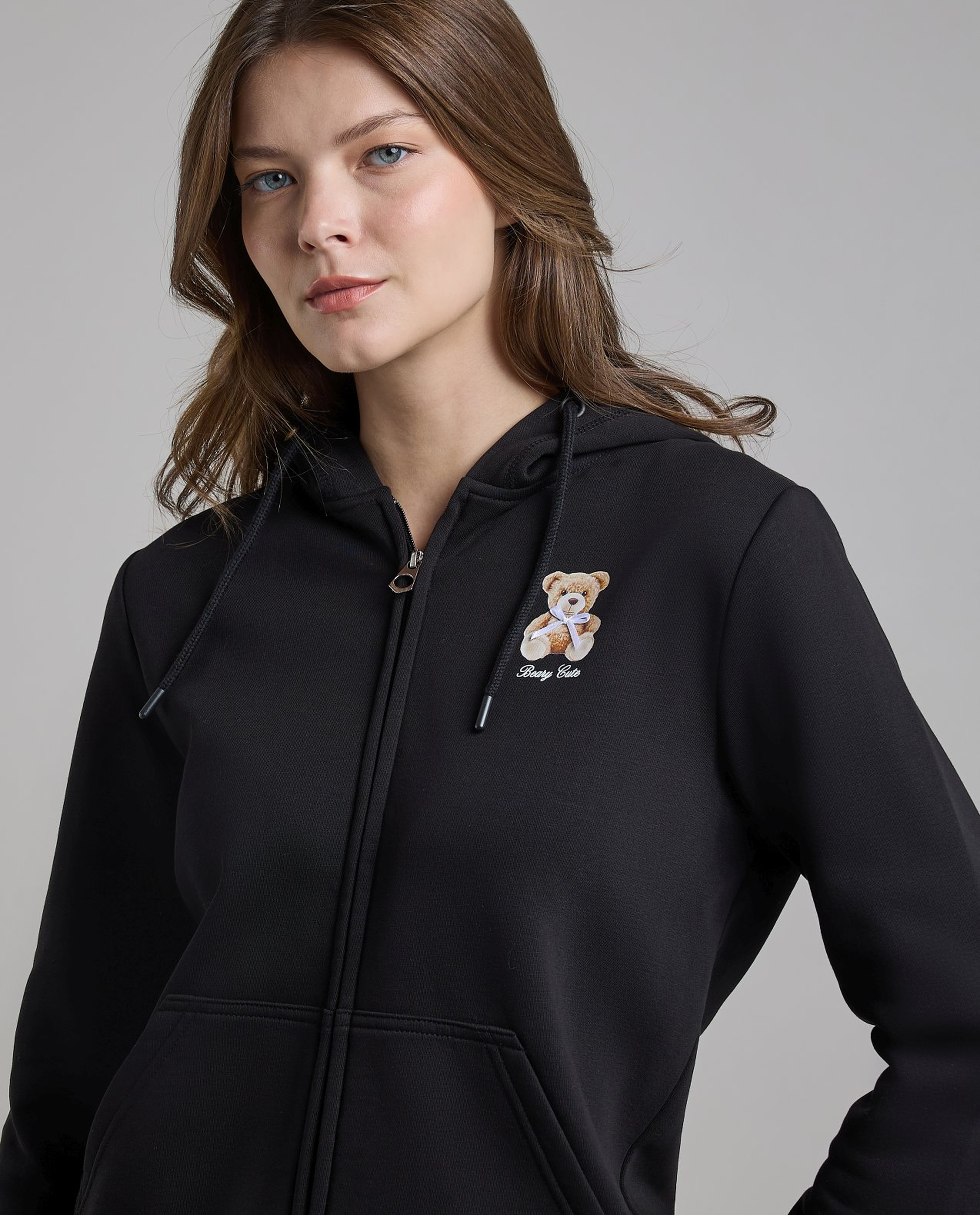 Print Detail Hooded Jacket with Long Sleeves