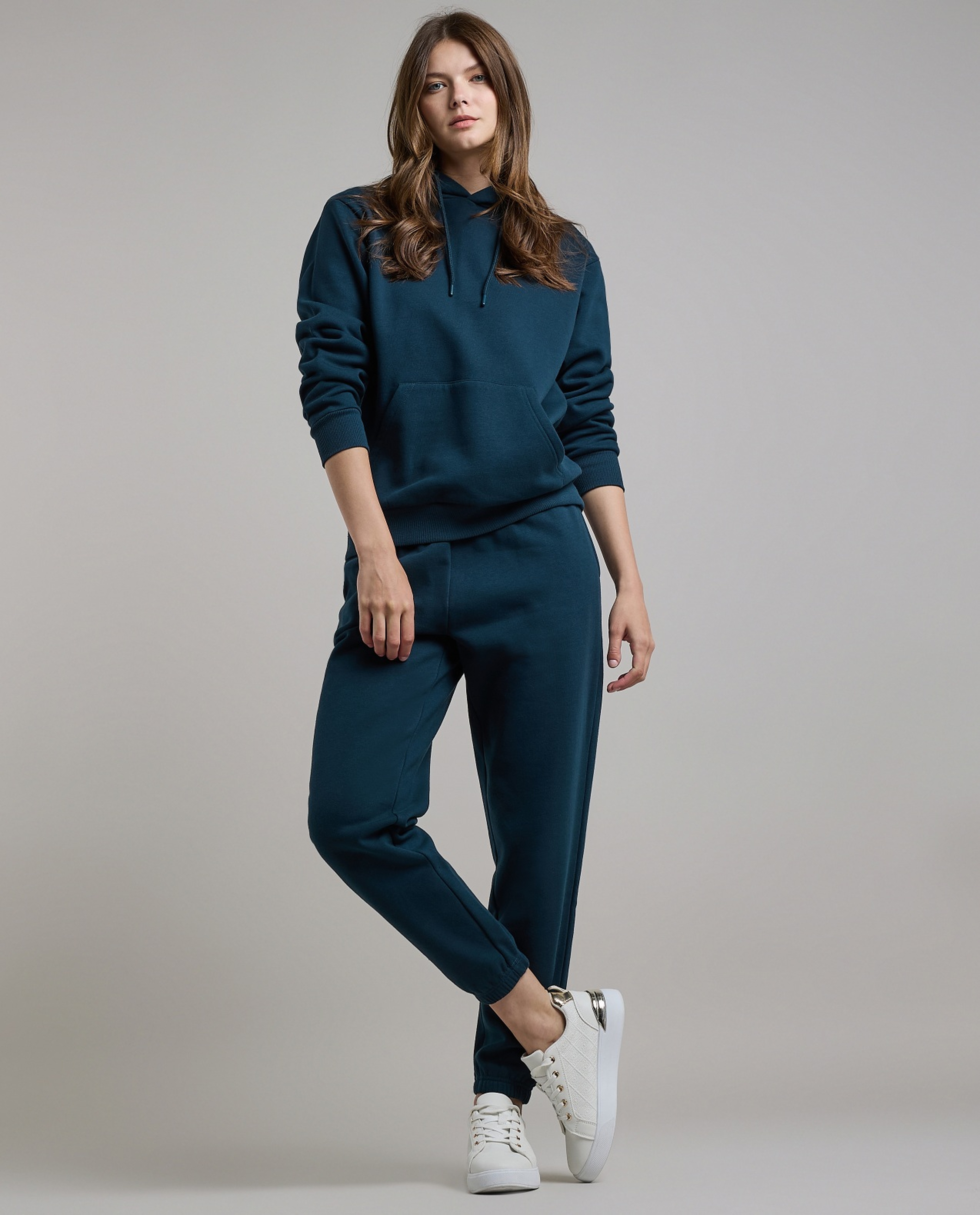 Solid Hoodie with Long Sleeves