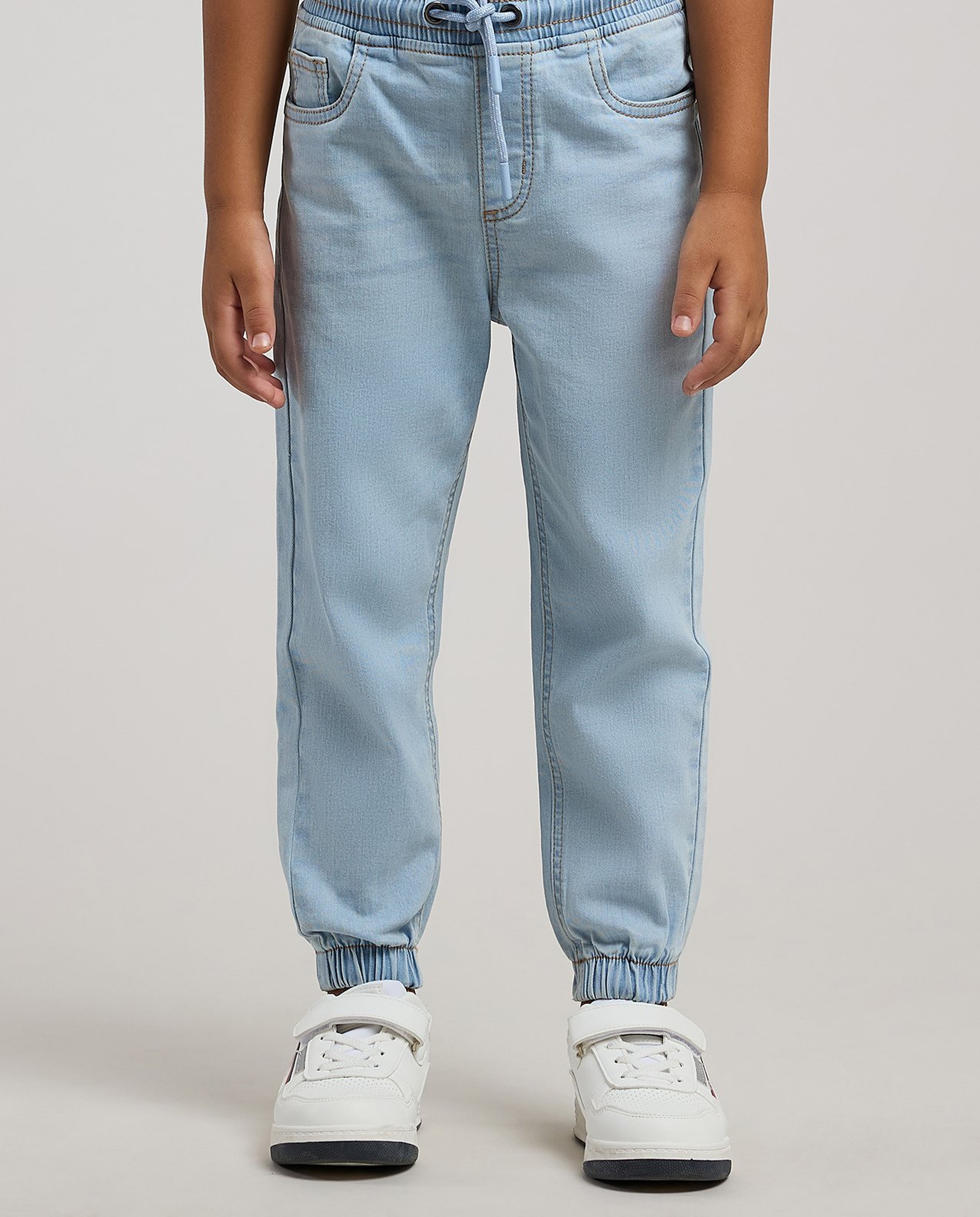 Faded Jogger Jeans with Drawstring Waist