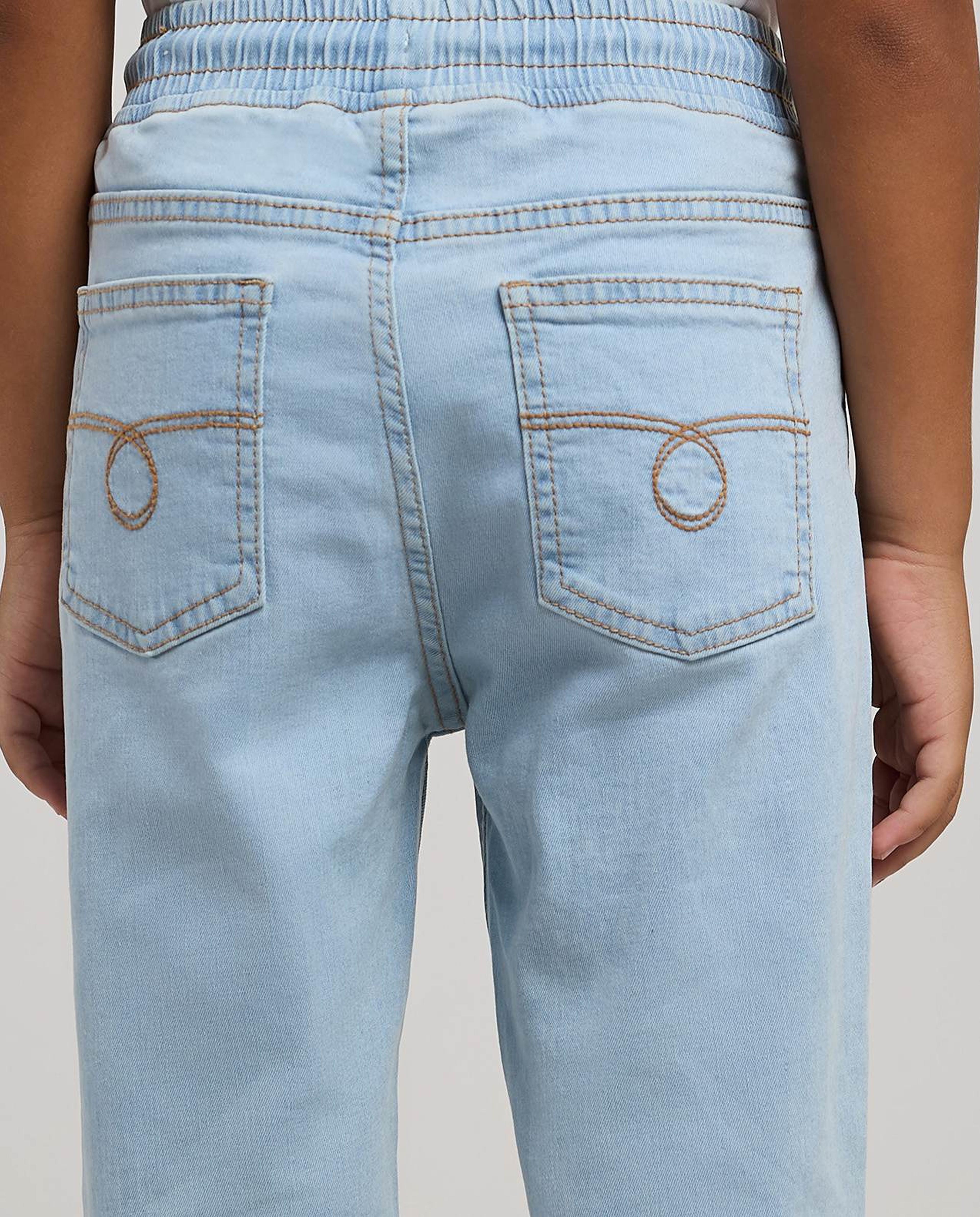 Faded Jogger Jeans with Drawstring Waist