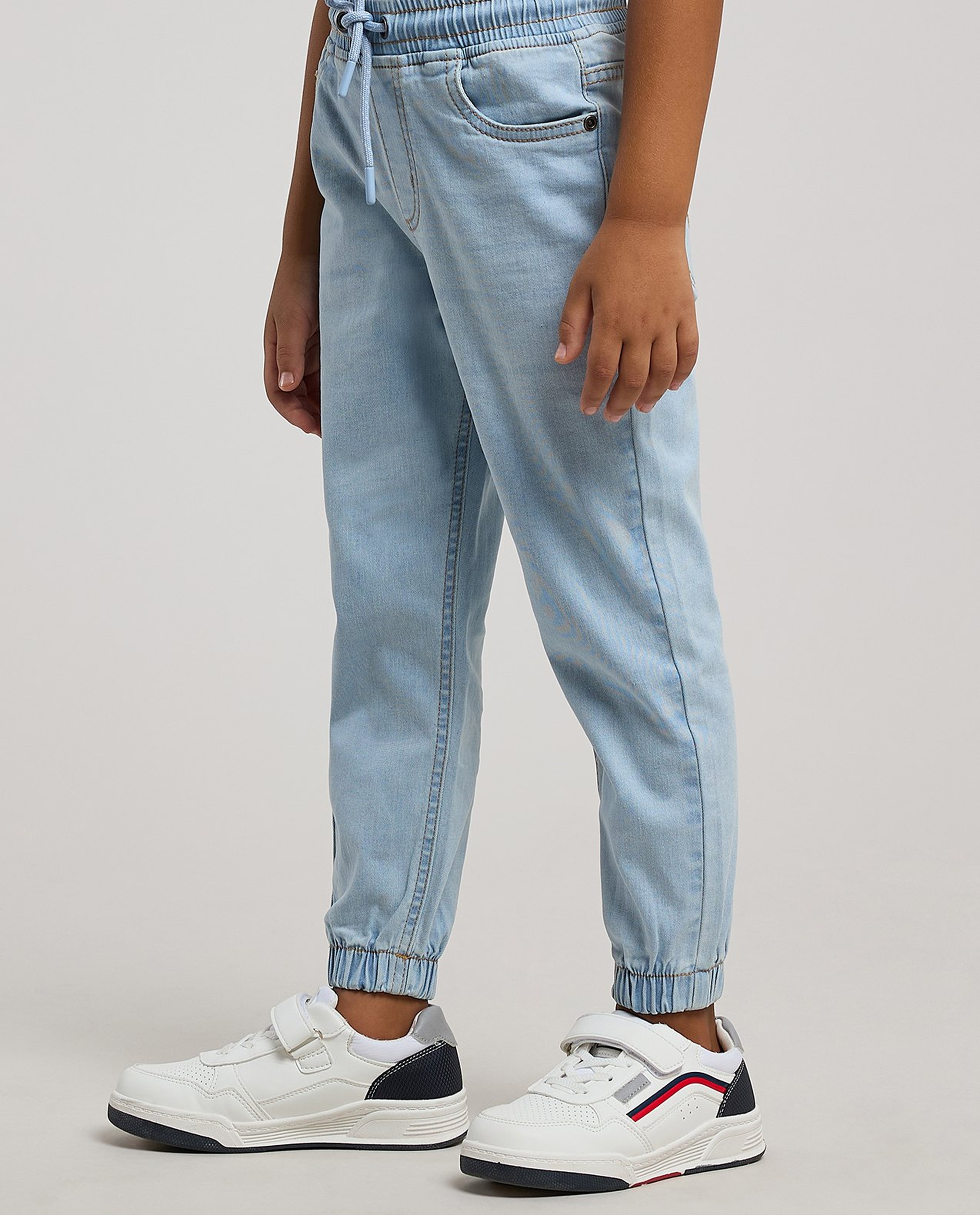 Faded Jogger Jeans with Drawstring Waist