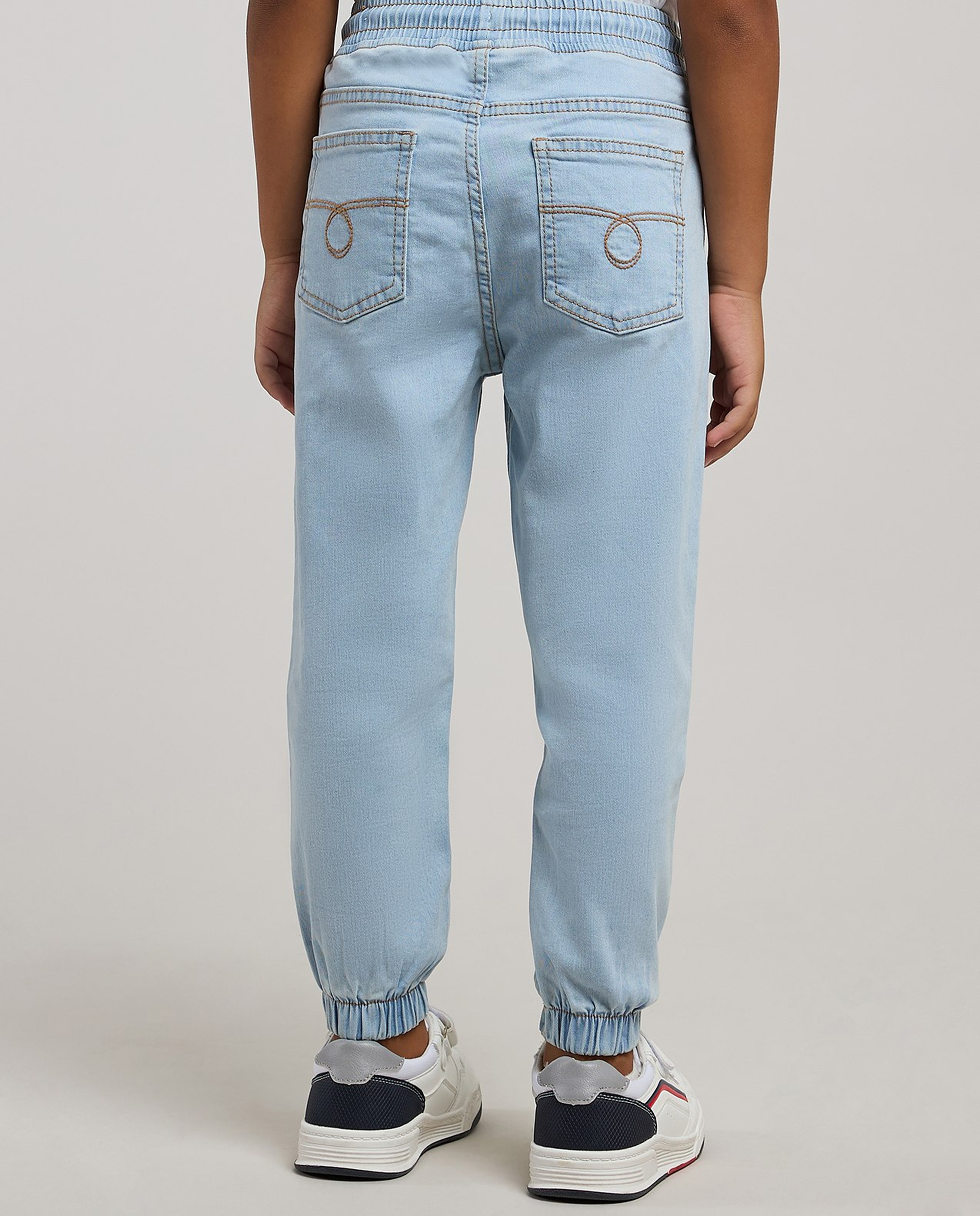 Faded Jogger Jeans with Drawstring Waist