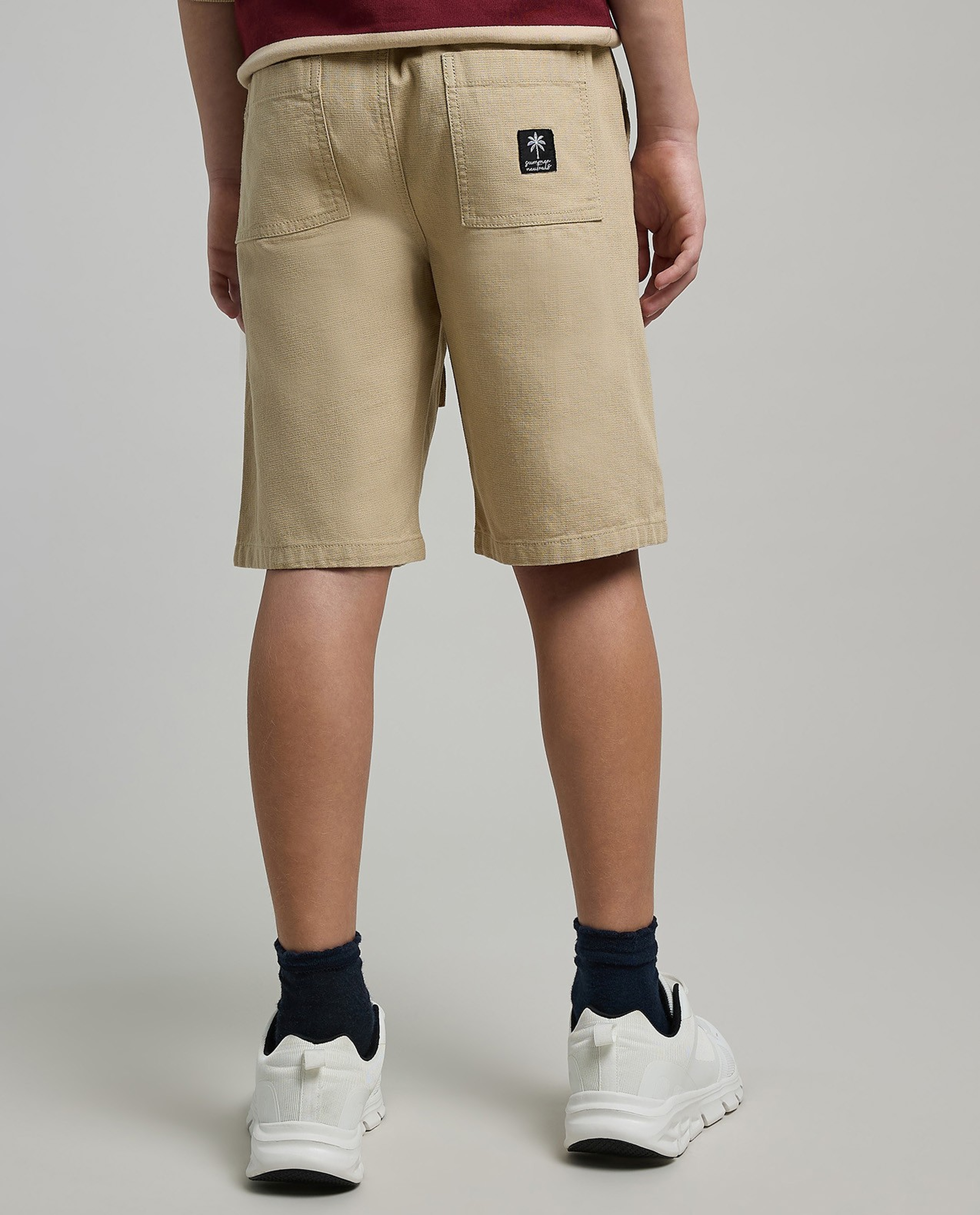 Solid Cargo Shorts with Button Closure