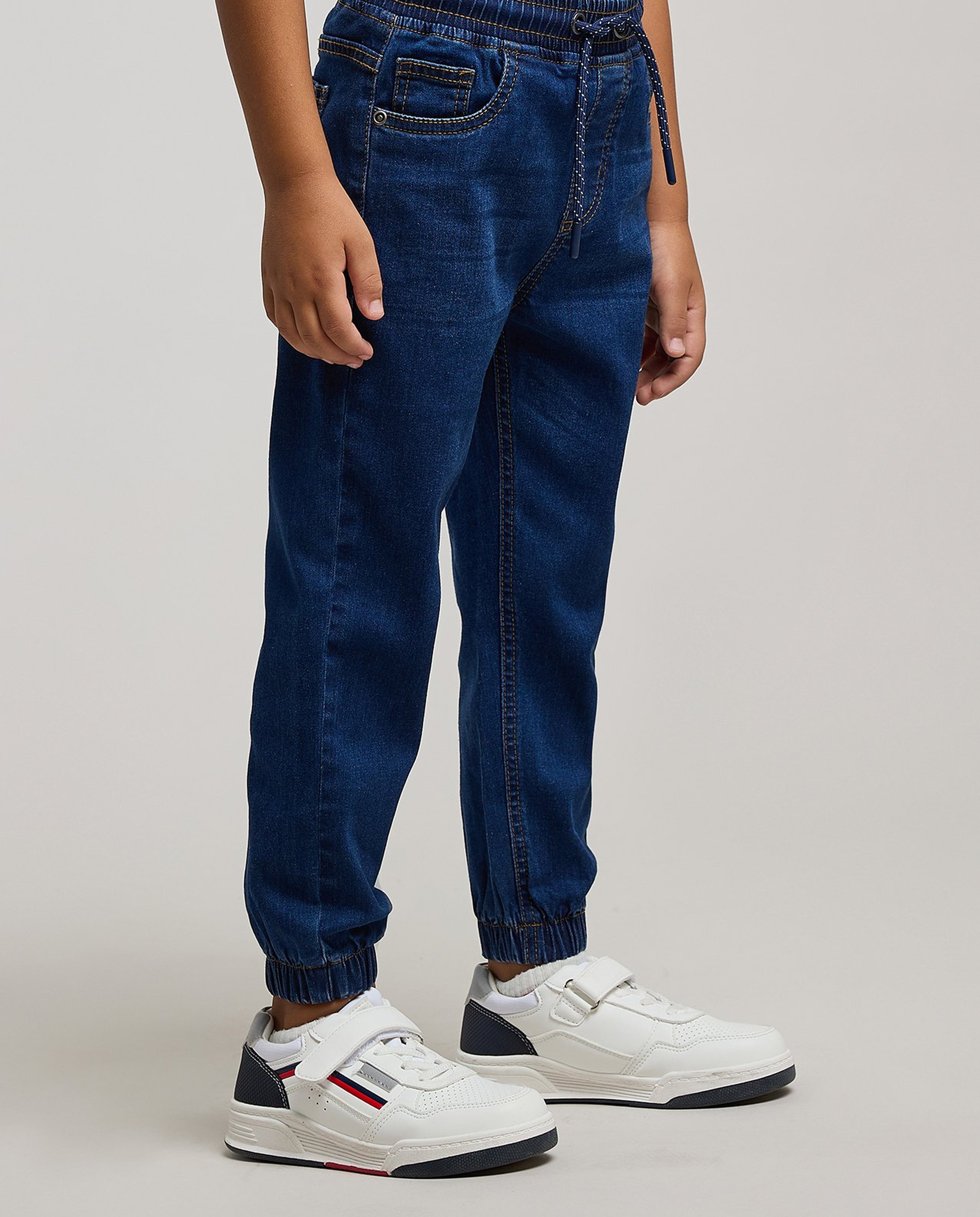 Washed Jogger Jeans with Drawstring Waist