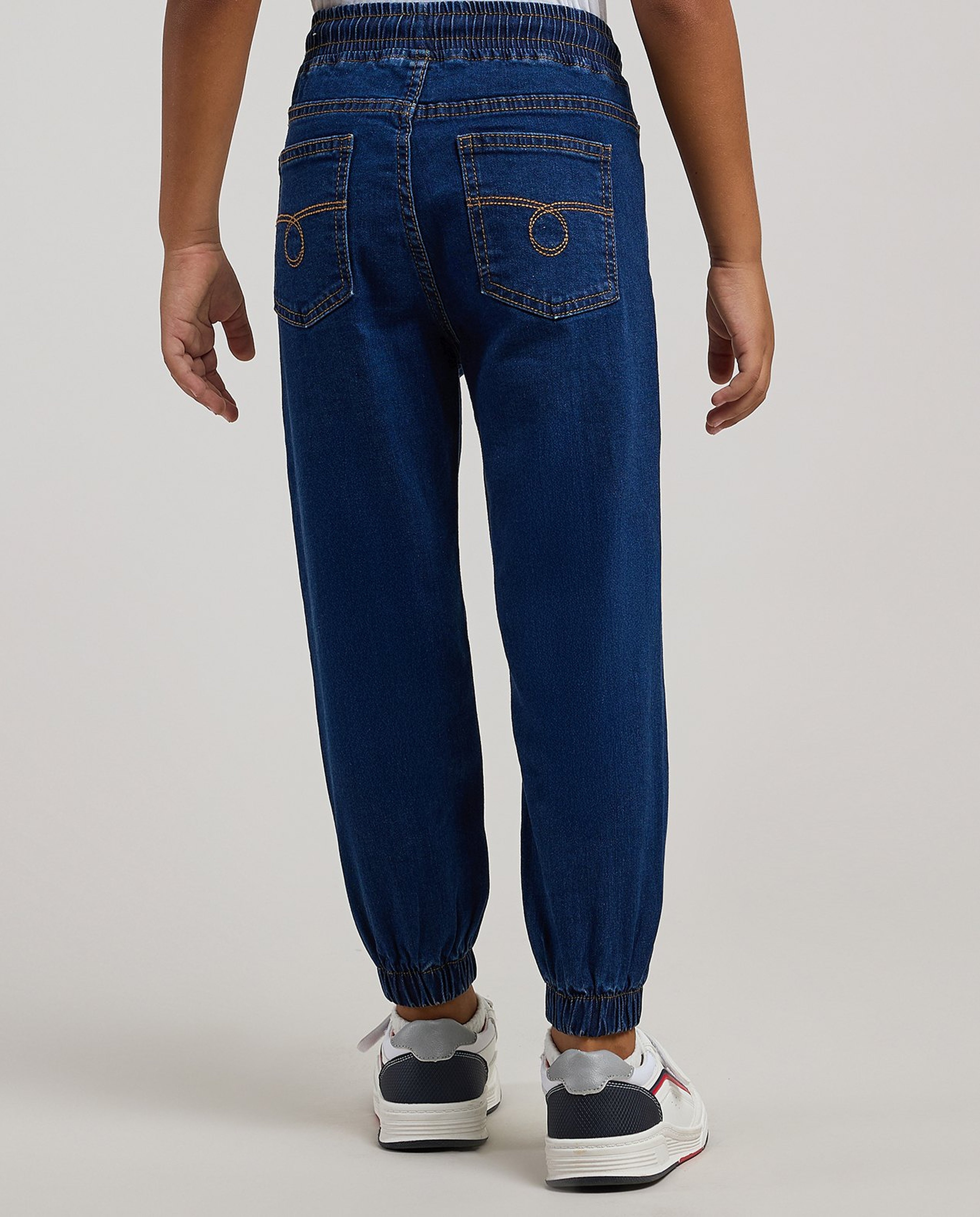 Washed Jogger Jeans with Drawstring Waist