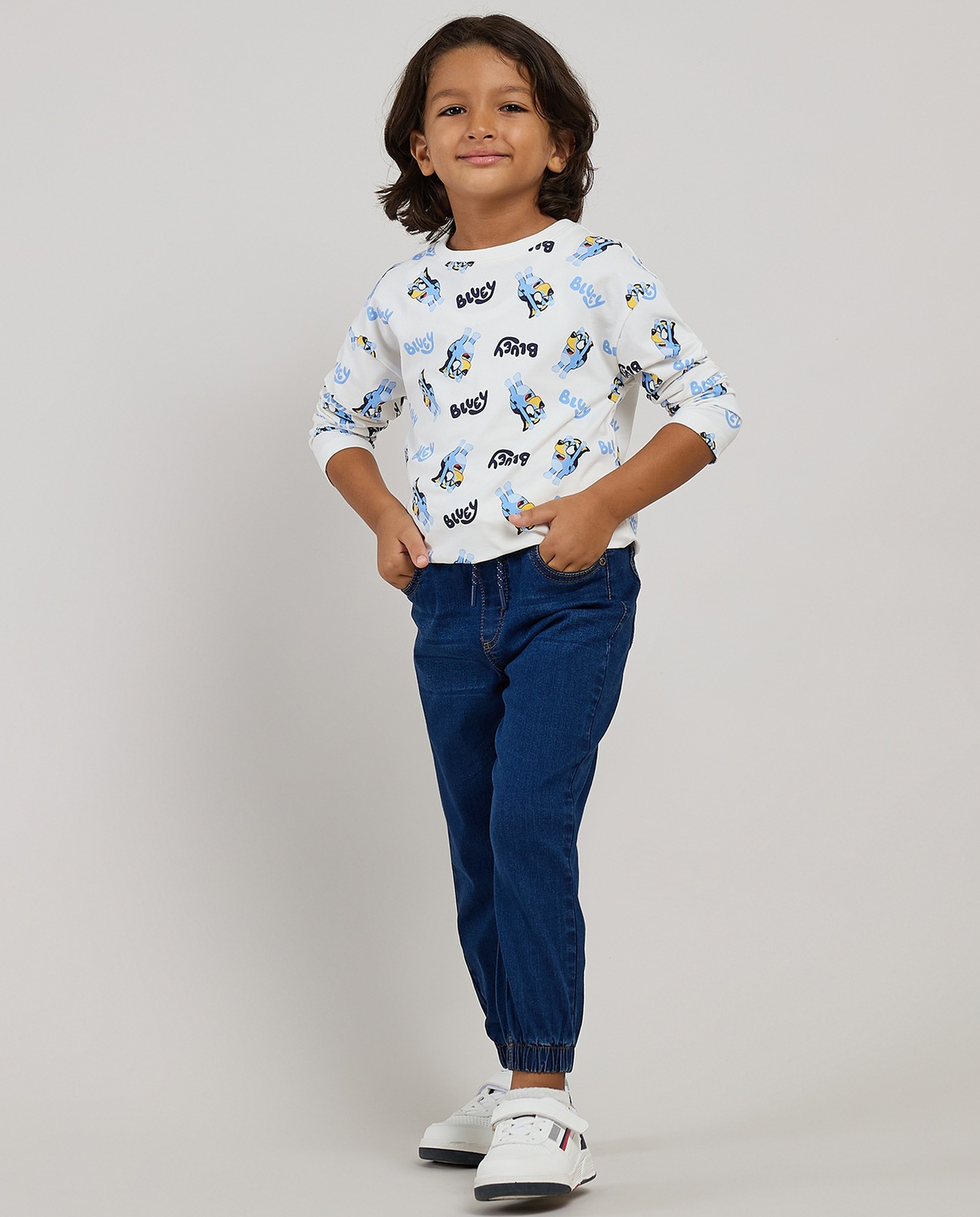 Washed Jogger Jeans with Drawstring Waist