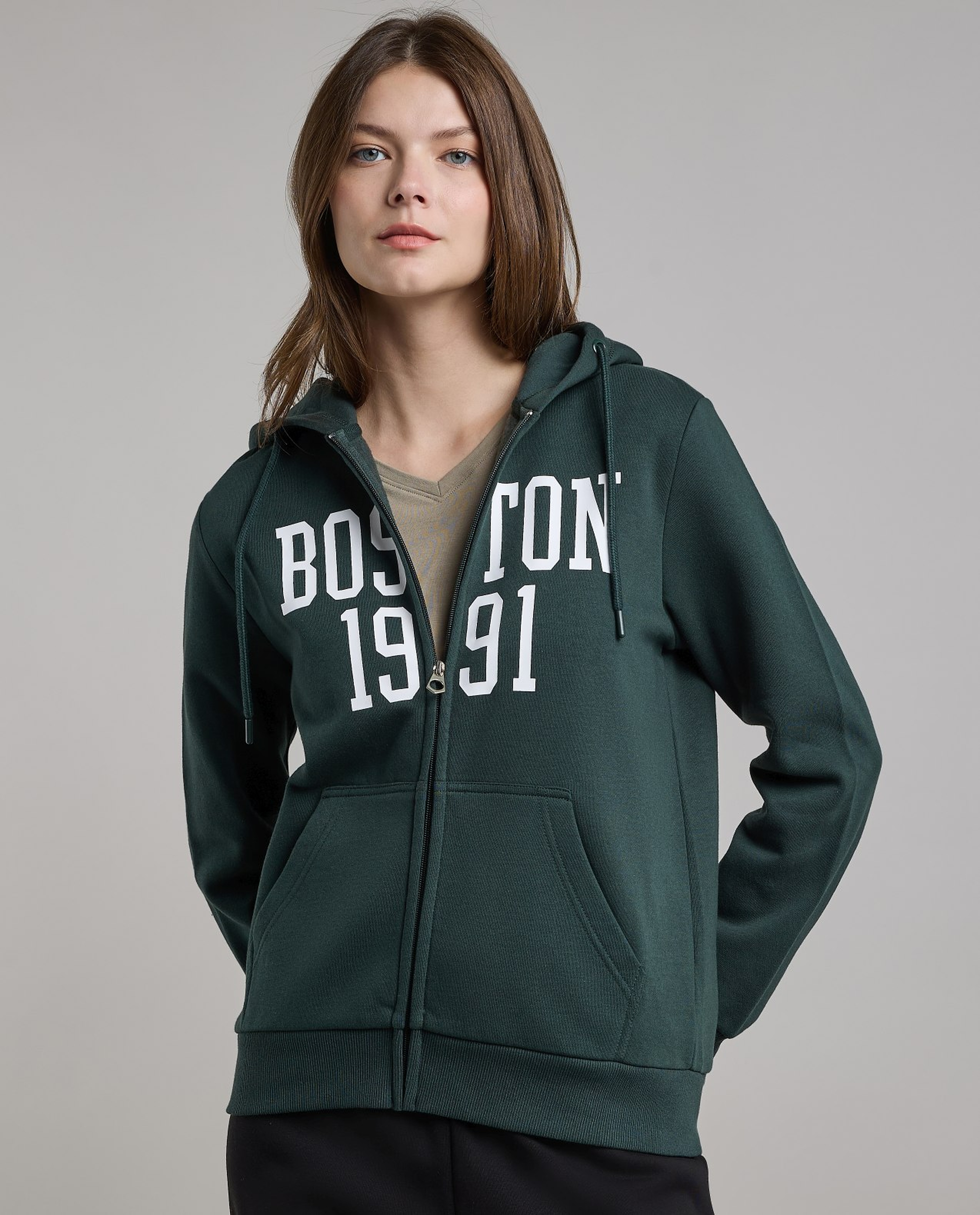 Printed Hooded Jacket with Long Sleeves