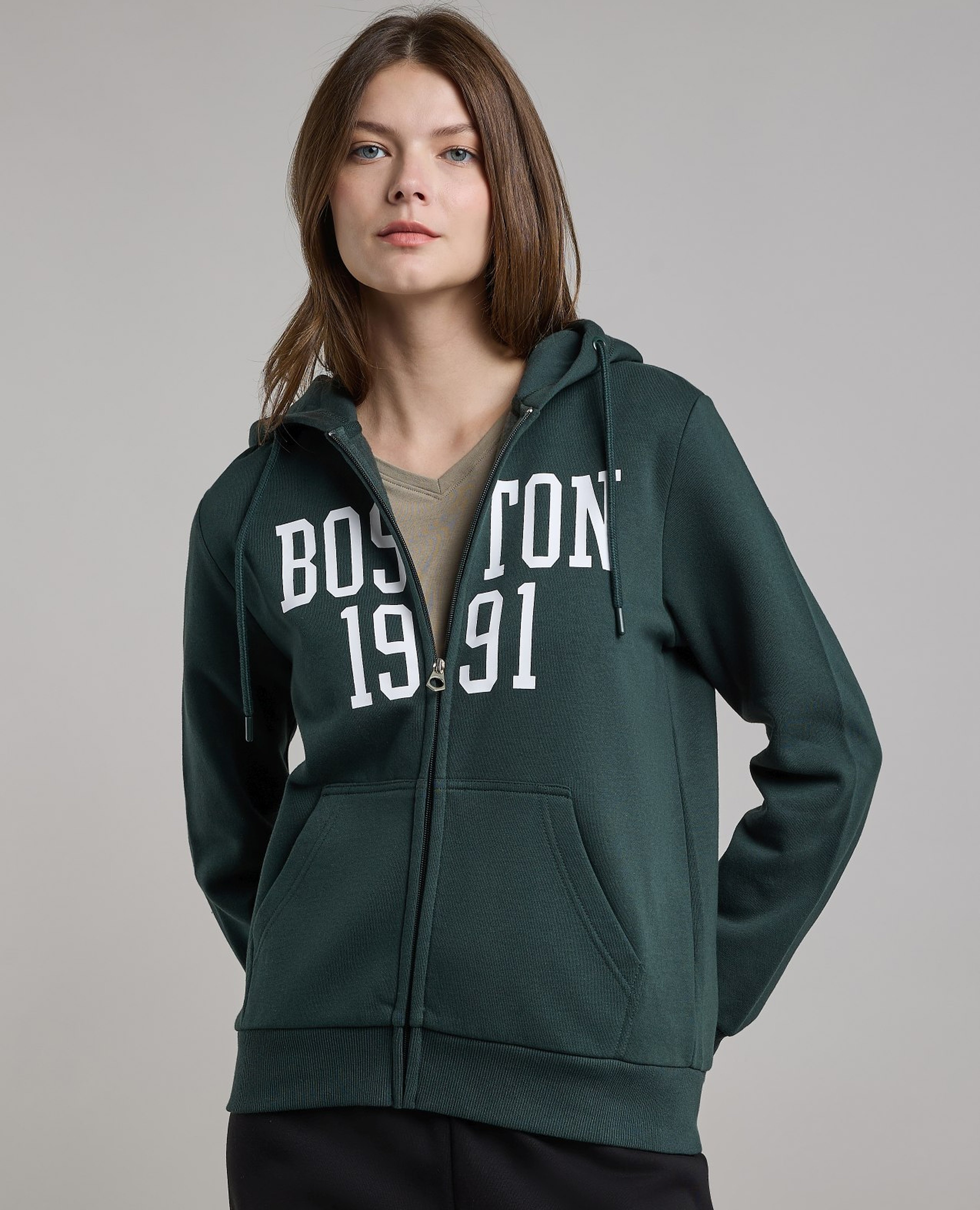 Printed Hooded Jacket with Long Sleeves