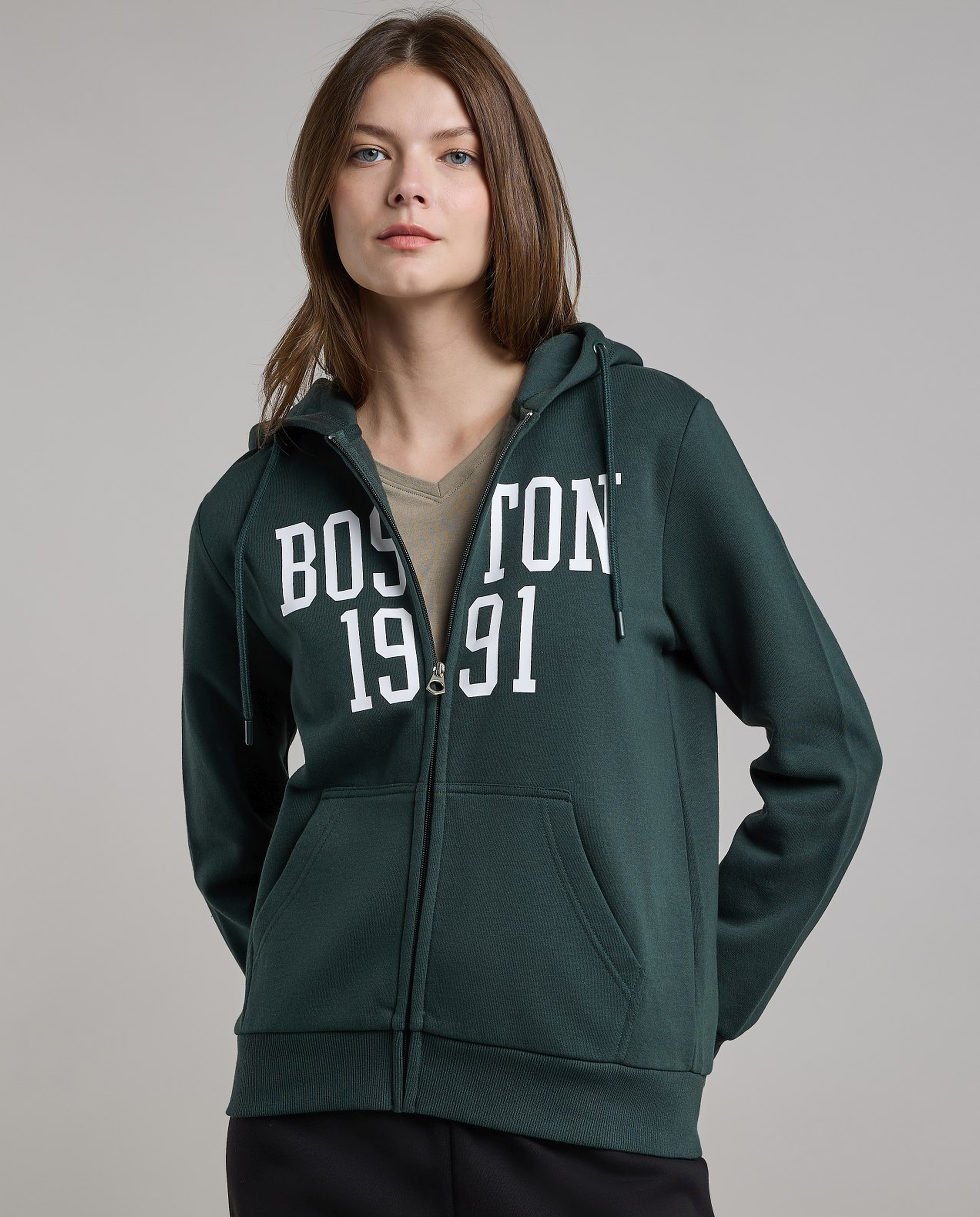 Printed Hooded Jacket with Long Sleeves