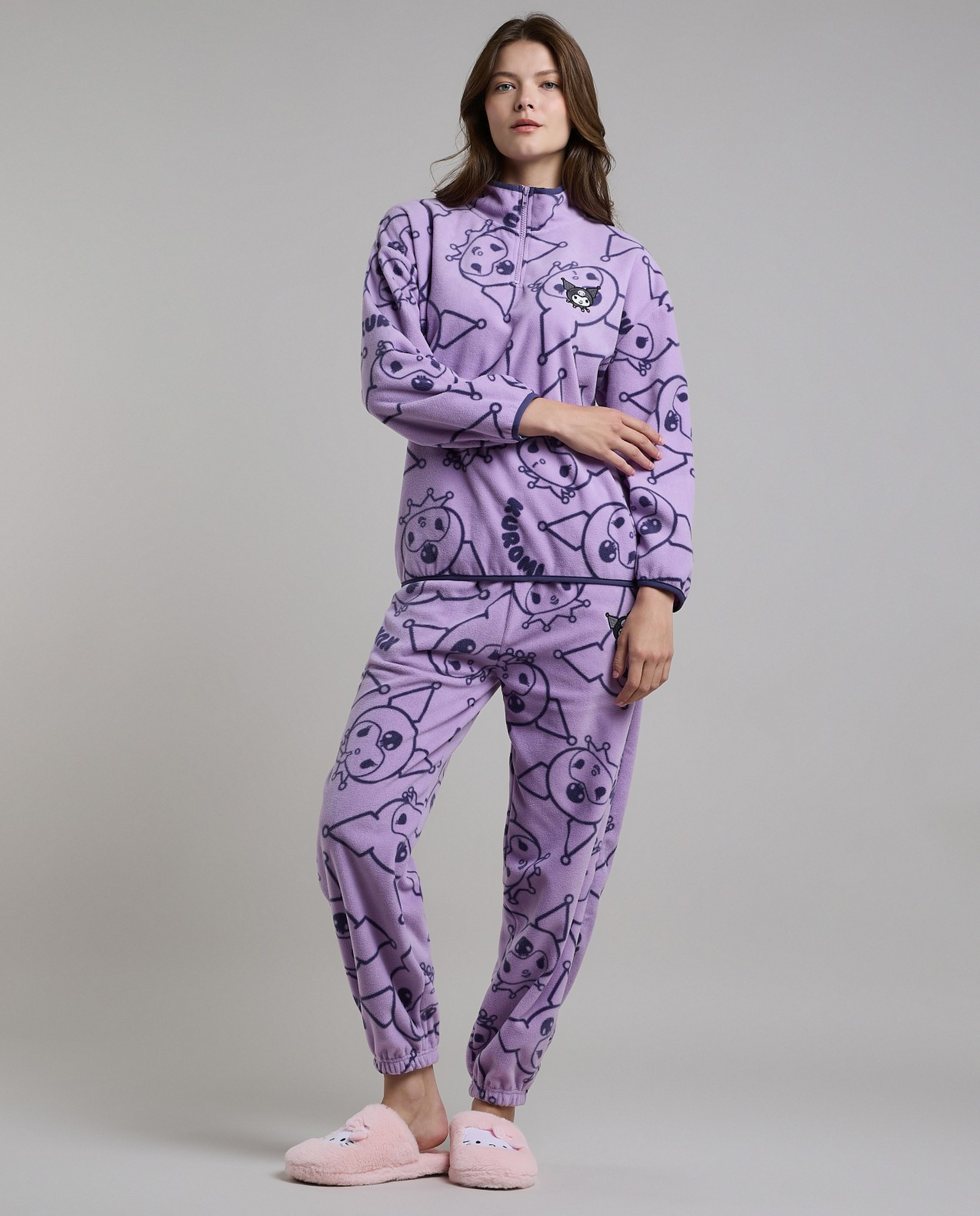 Kuromi Patterned Plush Pyjama Set