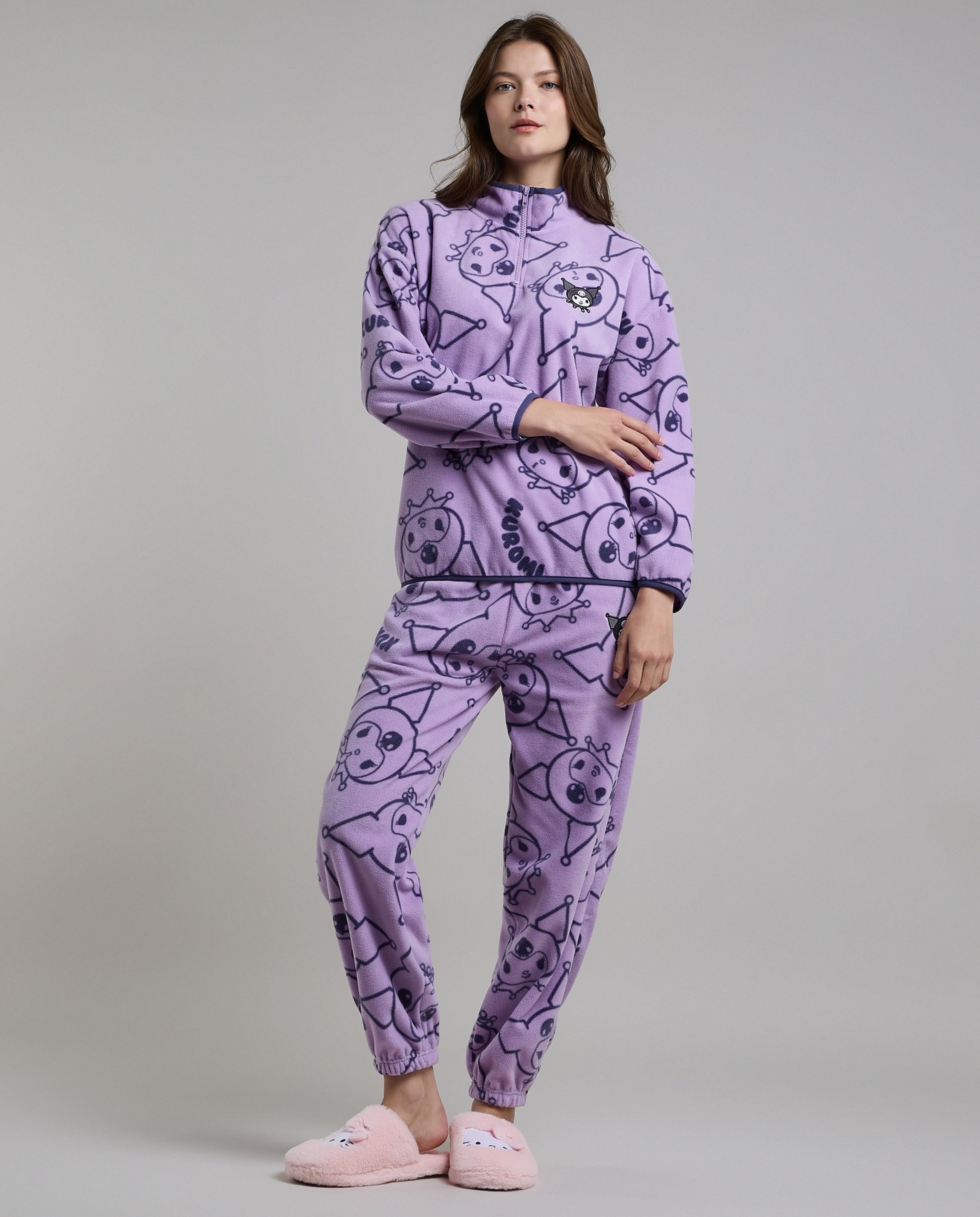 Kuromi Patterned Plush Pyjama Set