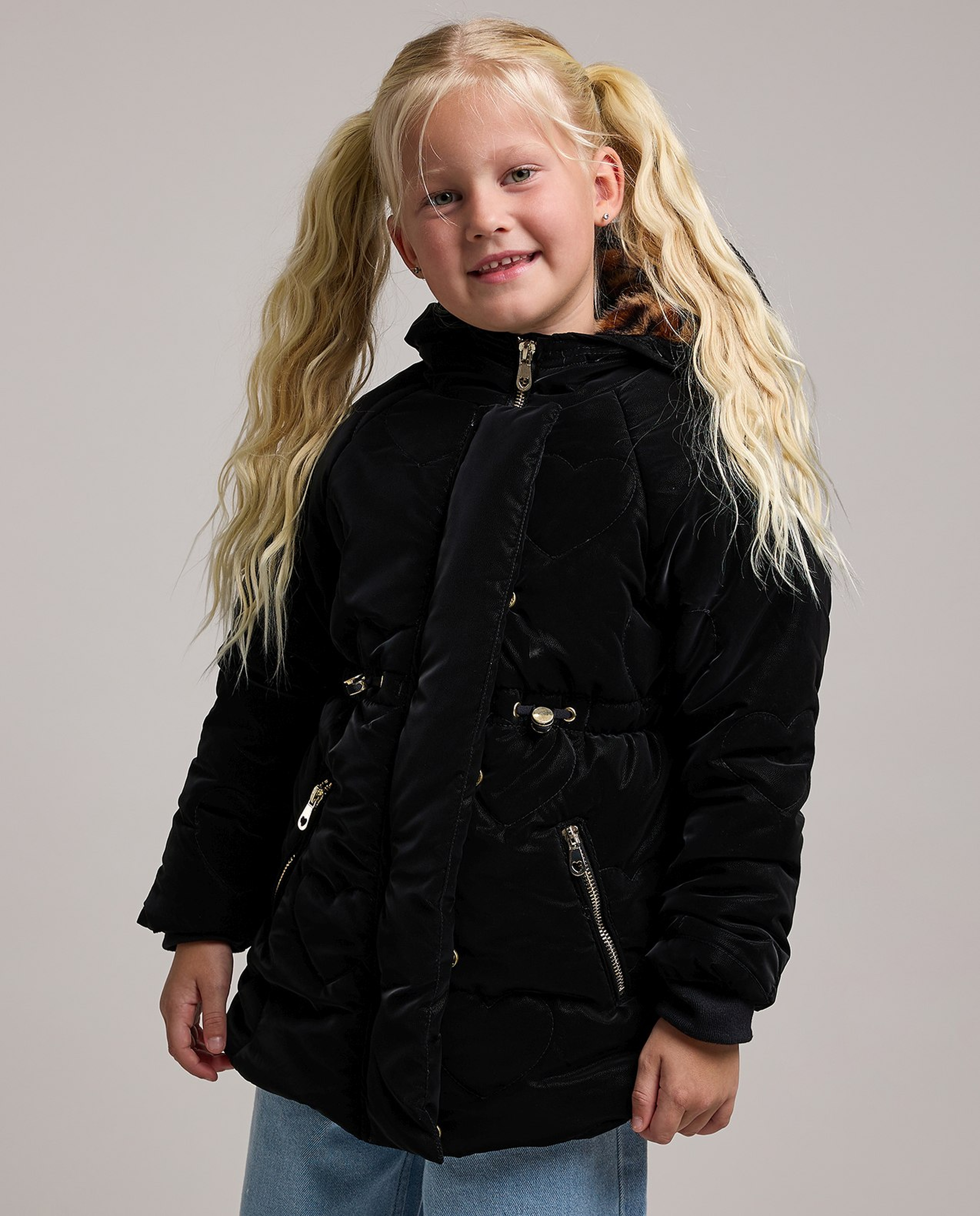 Cinched Waist Hooded Quilted Jacket with Long Sleeves
