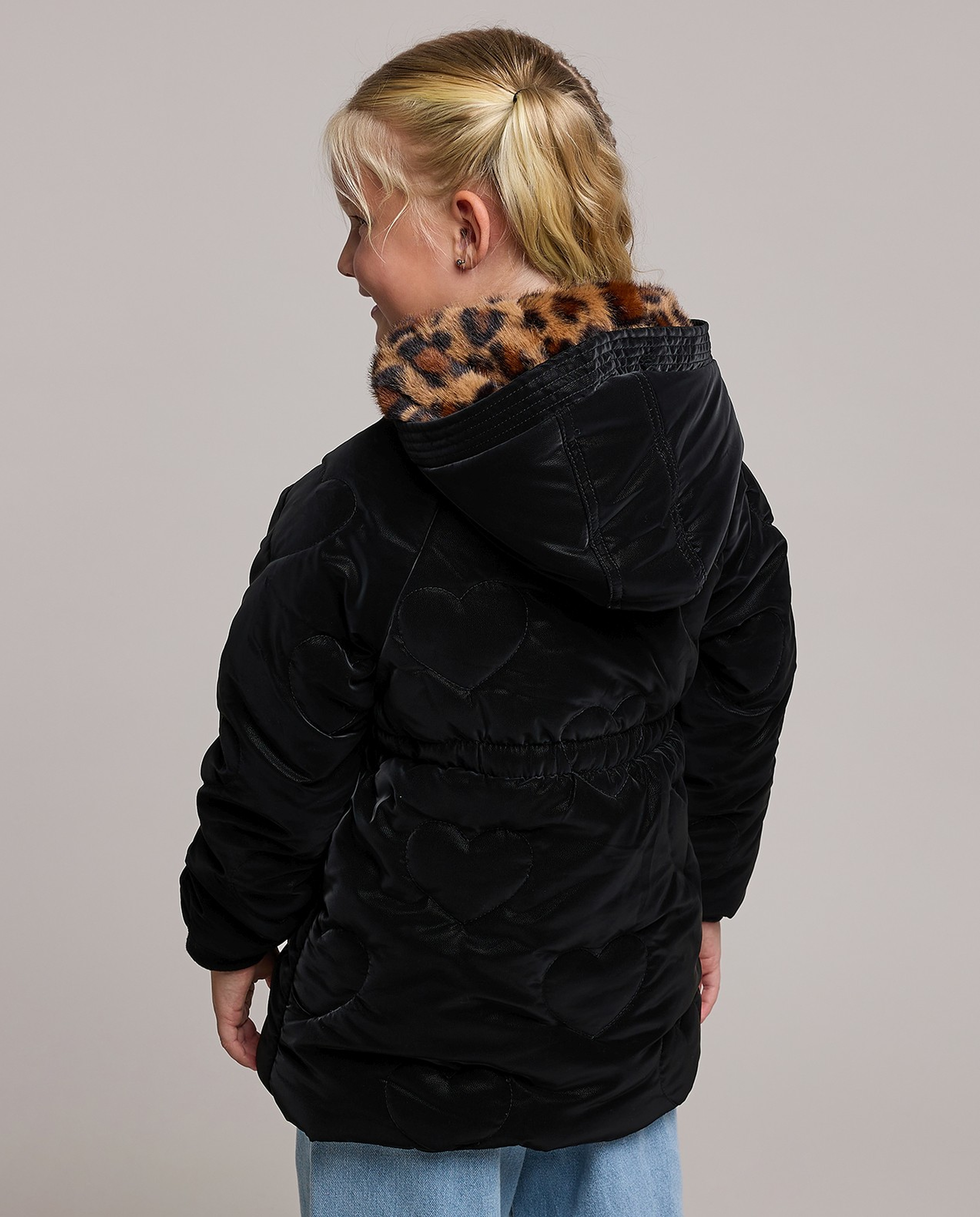 Cinched Waist Hooded Quilted Jacket with Long Sleeves