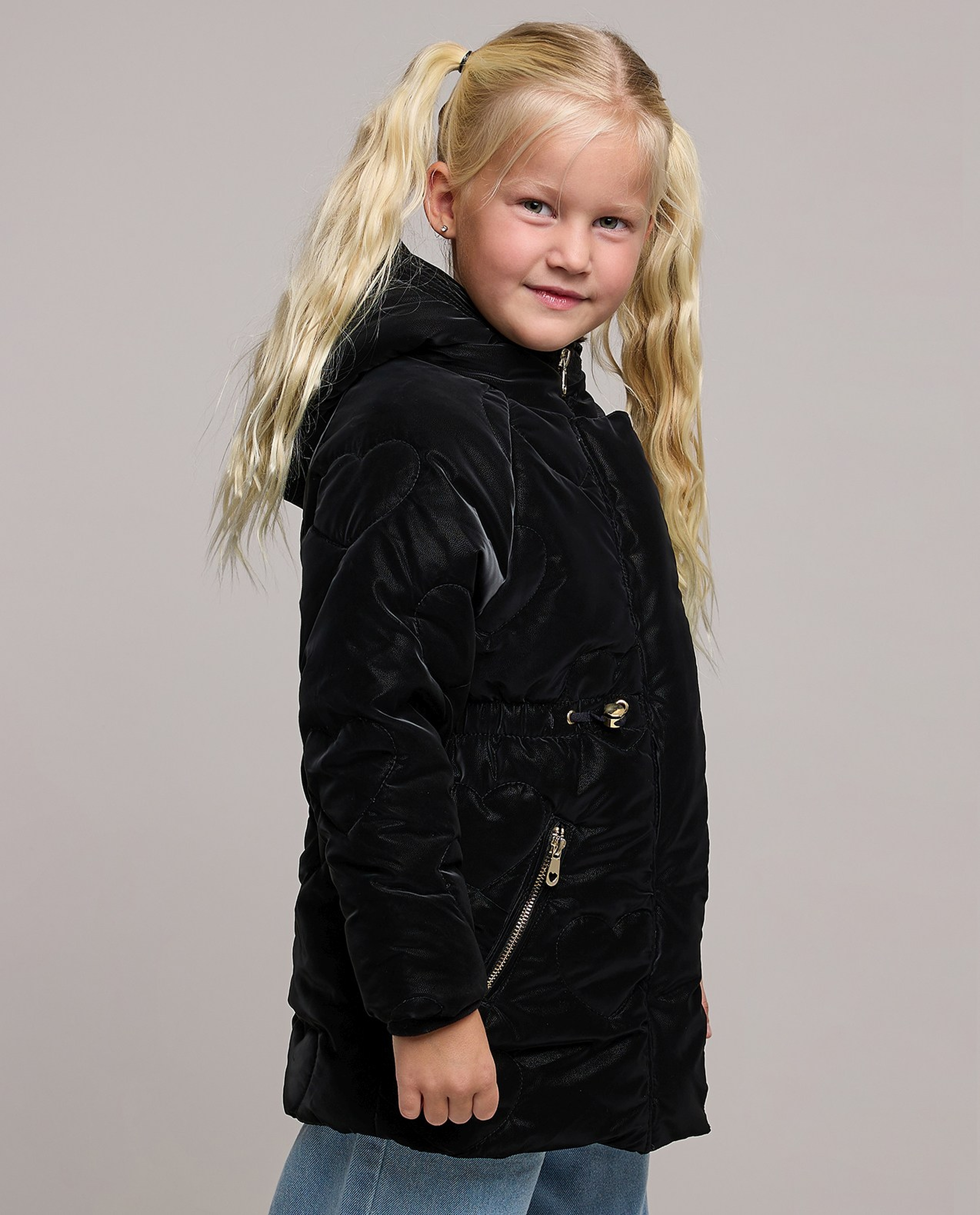 Cinched Waist Hooded Quilted Jacket with Long Sleeves