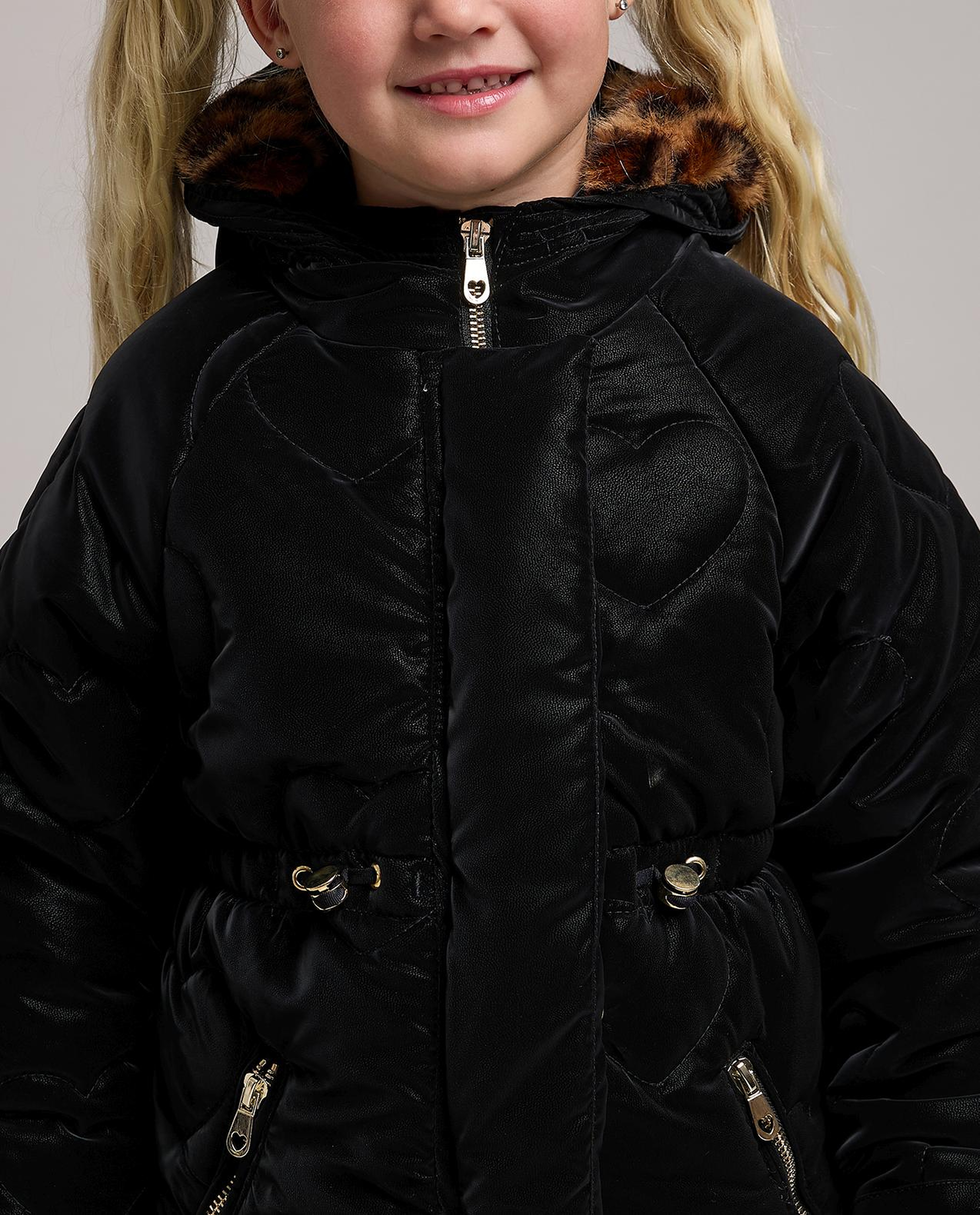 Cinched Waist Hooded Quilted Jacket with Long Sleeves