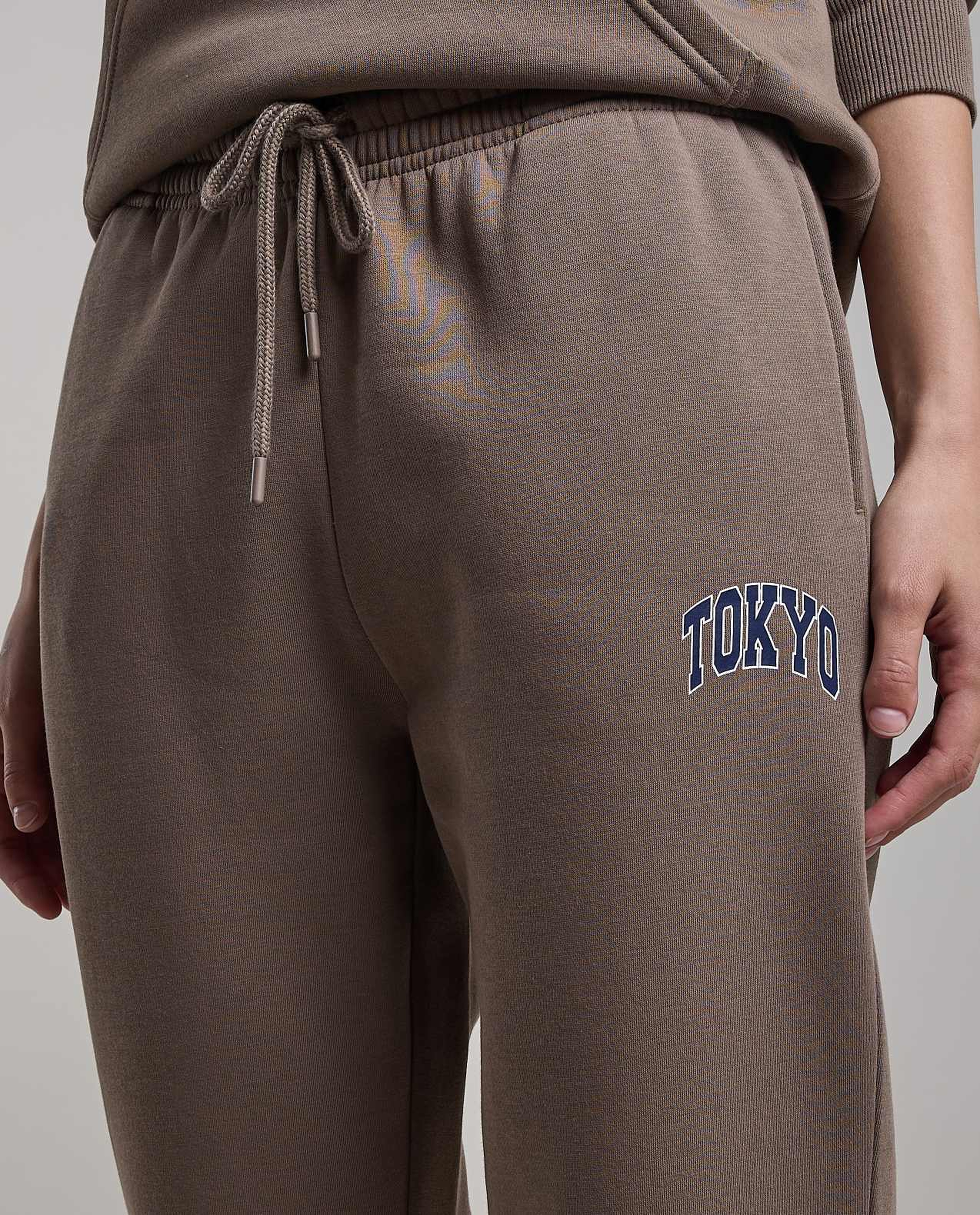 Print Detail Joggers with Drawstring Waist