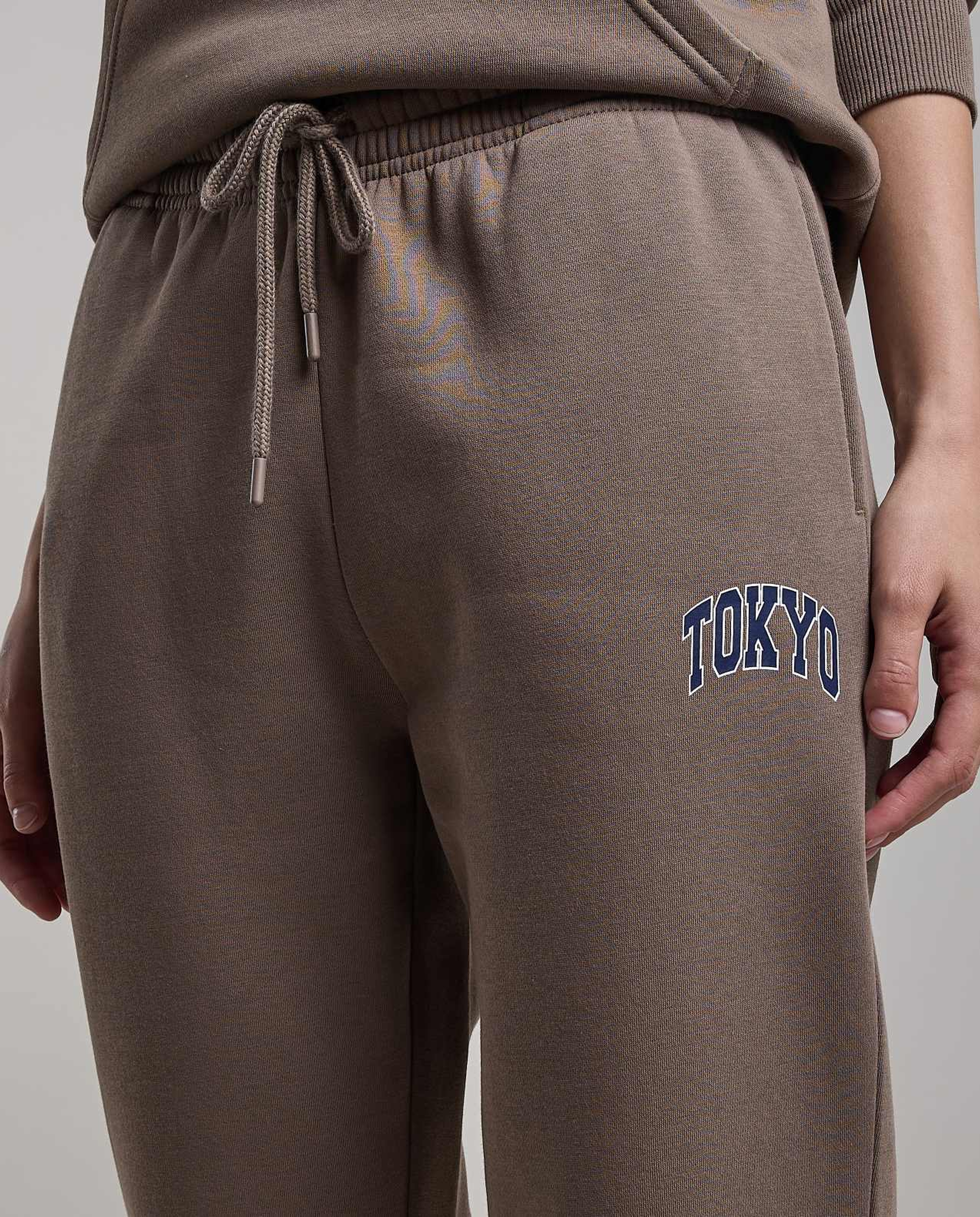 Print Detail Joggers with Drawstring Waist