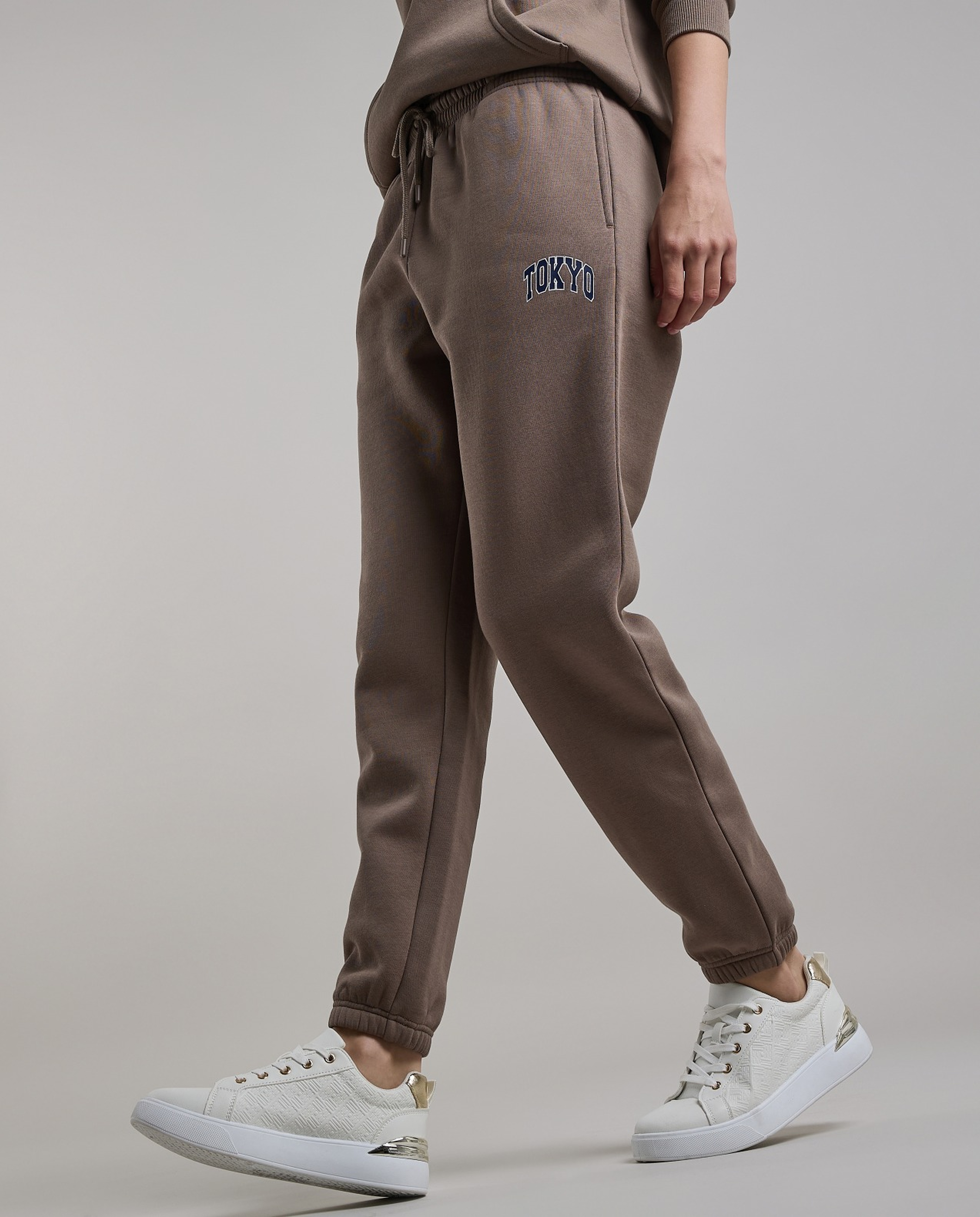 Print Detail Joggers with Drawstring Waist