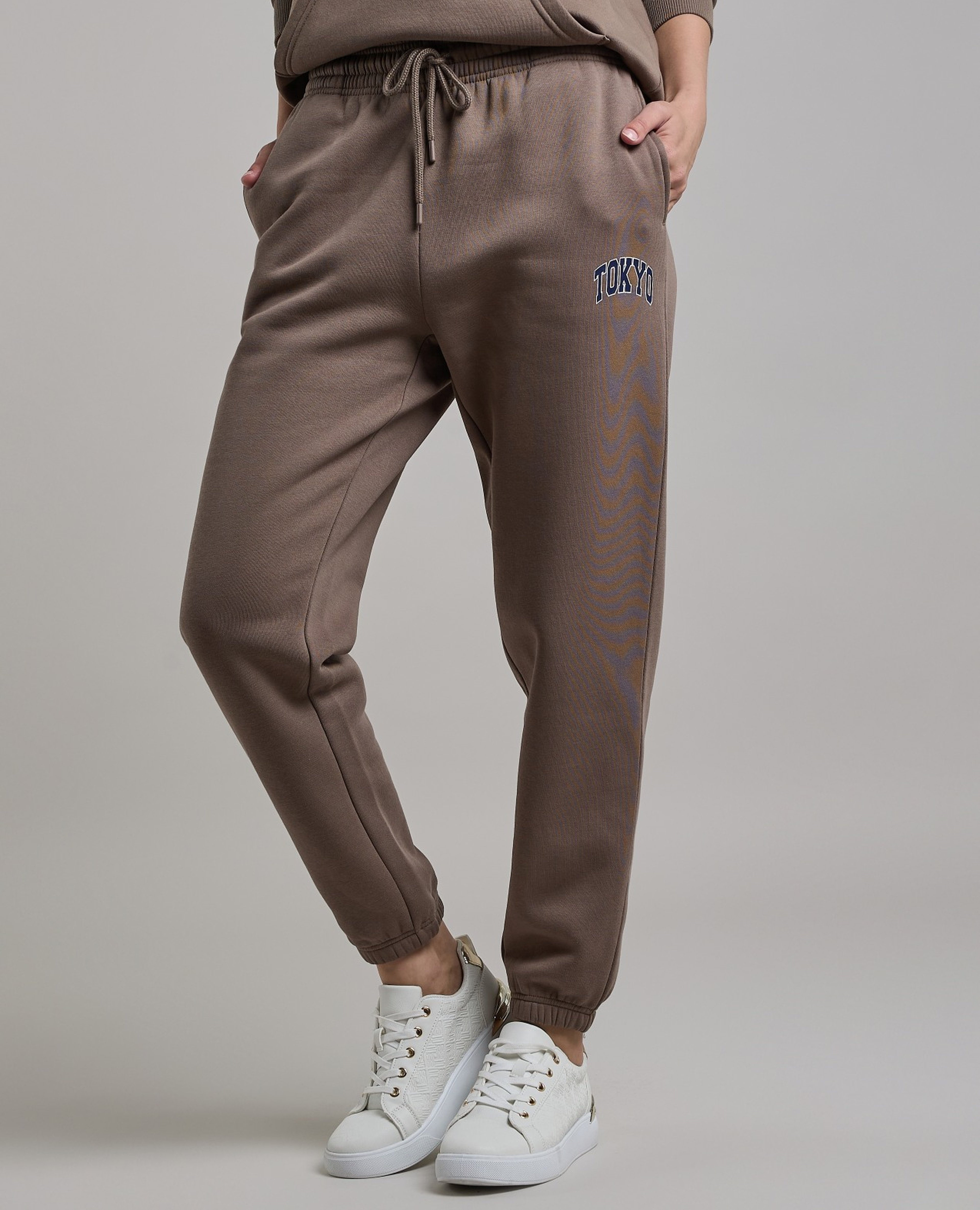 Print Detail Joggers with Drawstring Waist