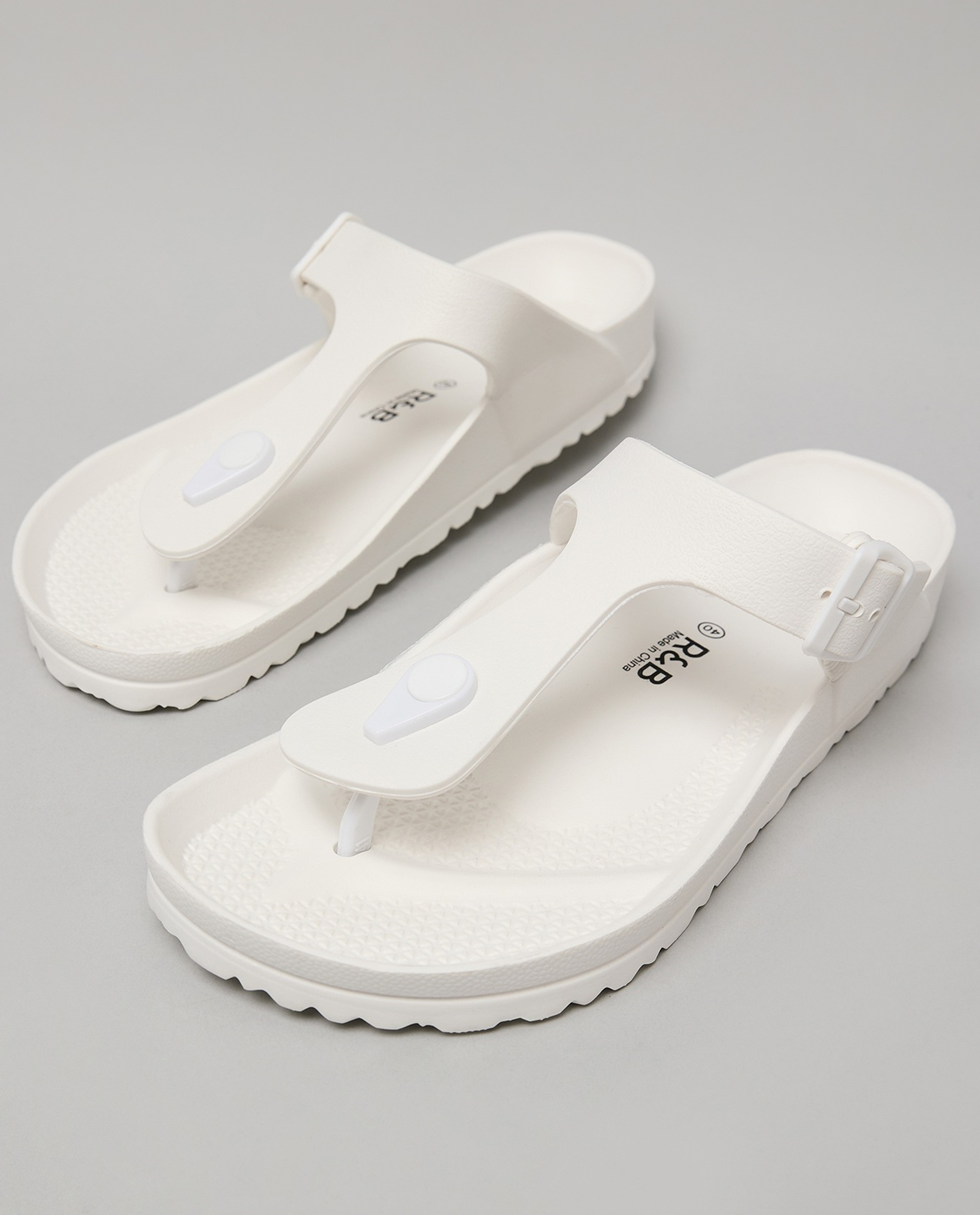 Textured T-Strap Flip-Flops