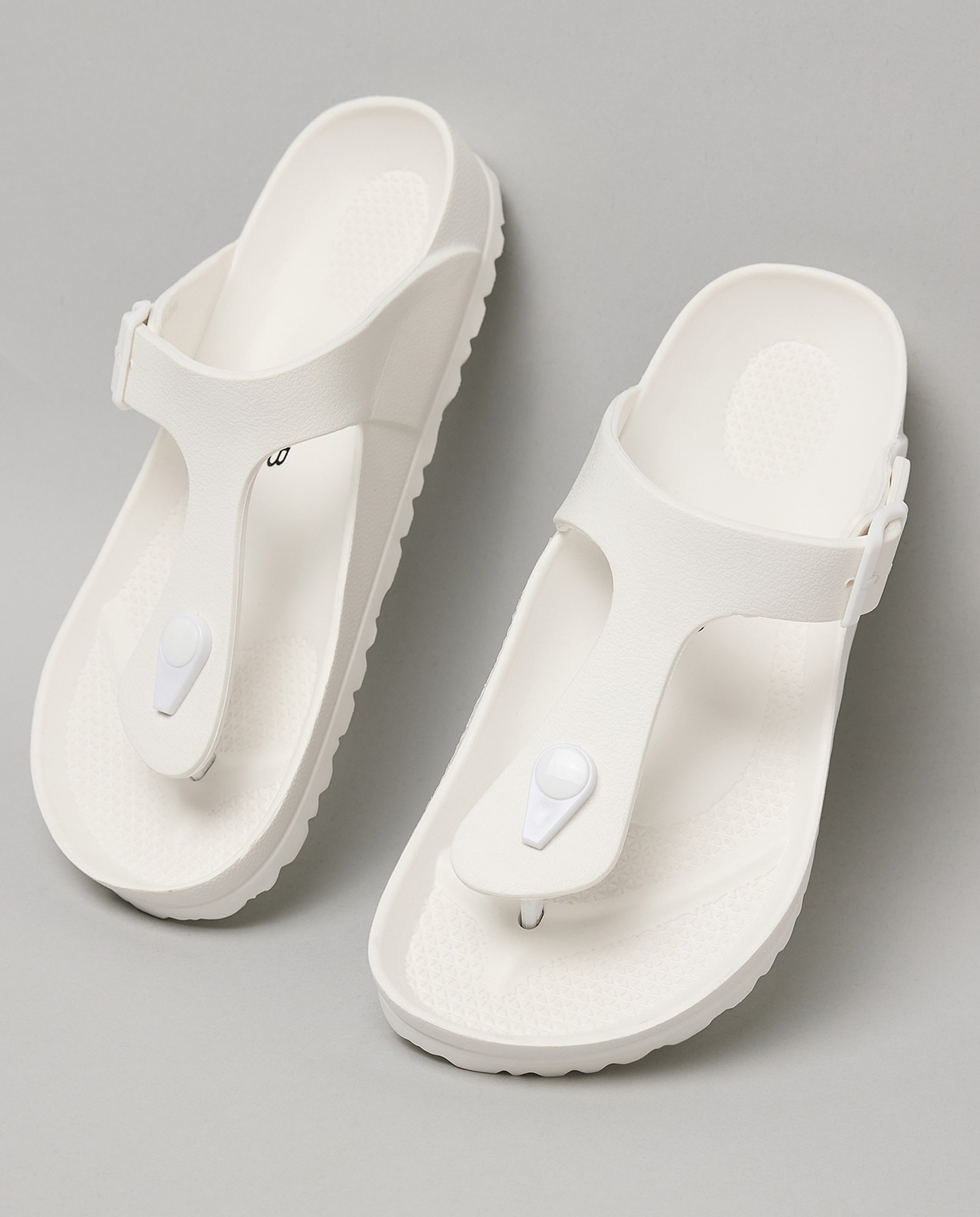 Textured T-Strap Flip-Flops