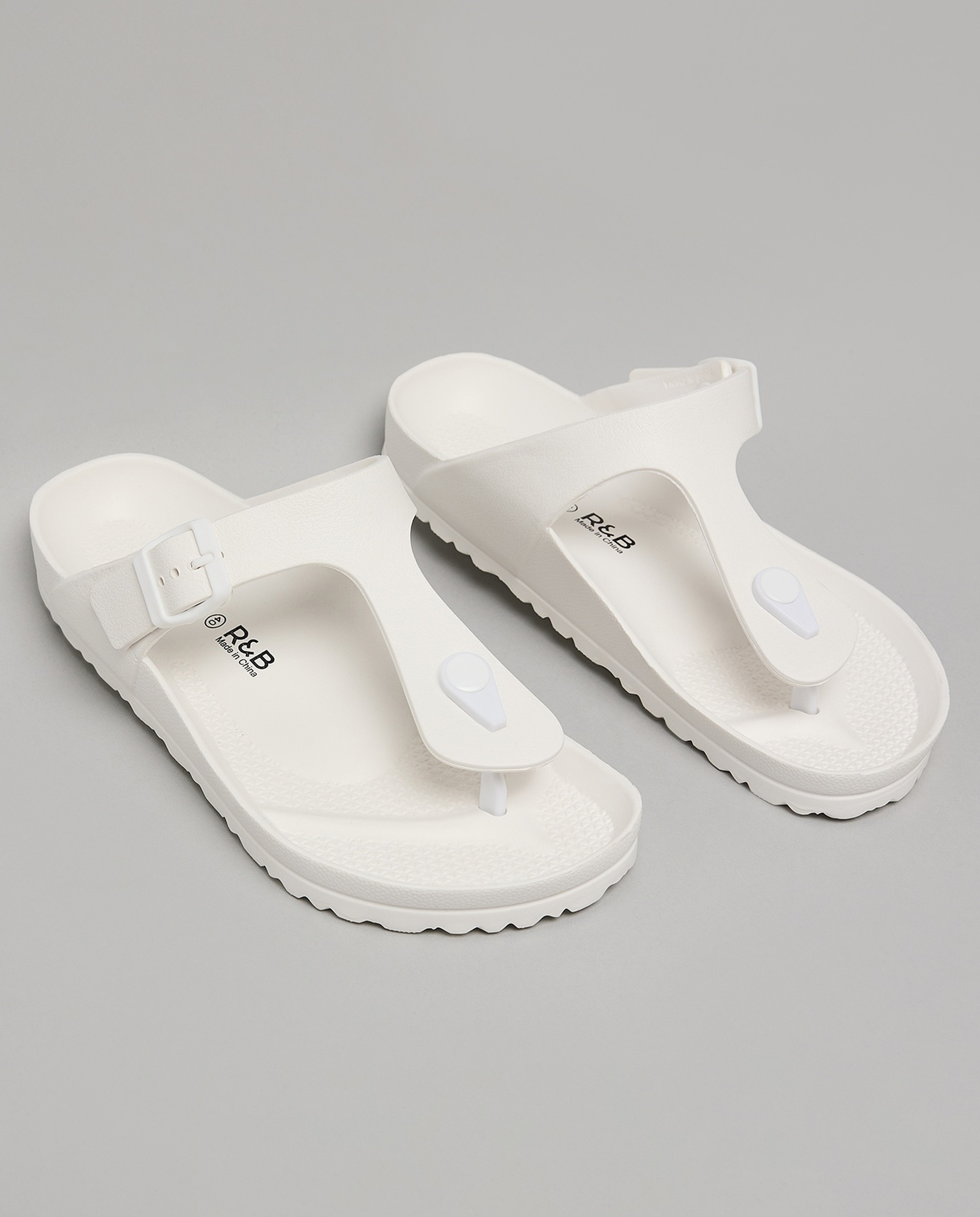 Textured T-Strap Flip-Flops