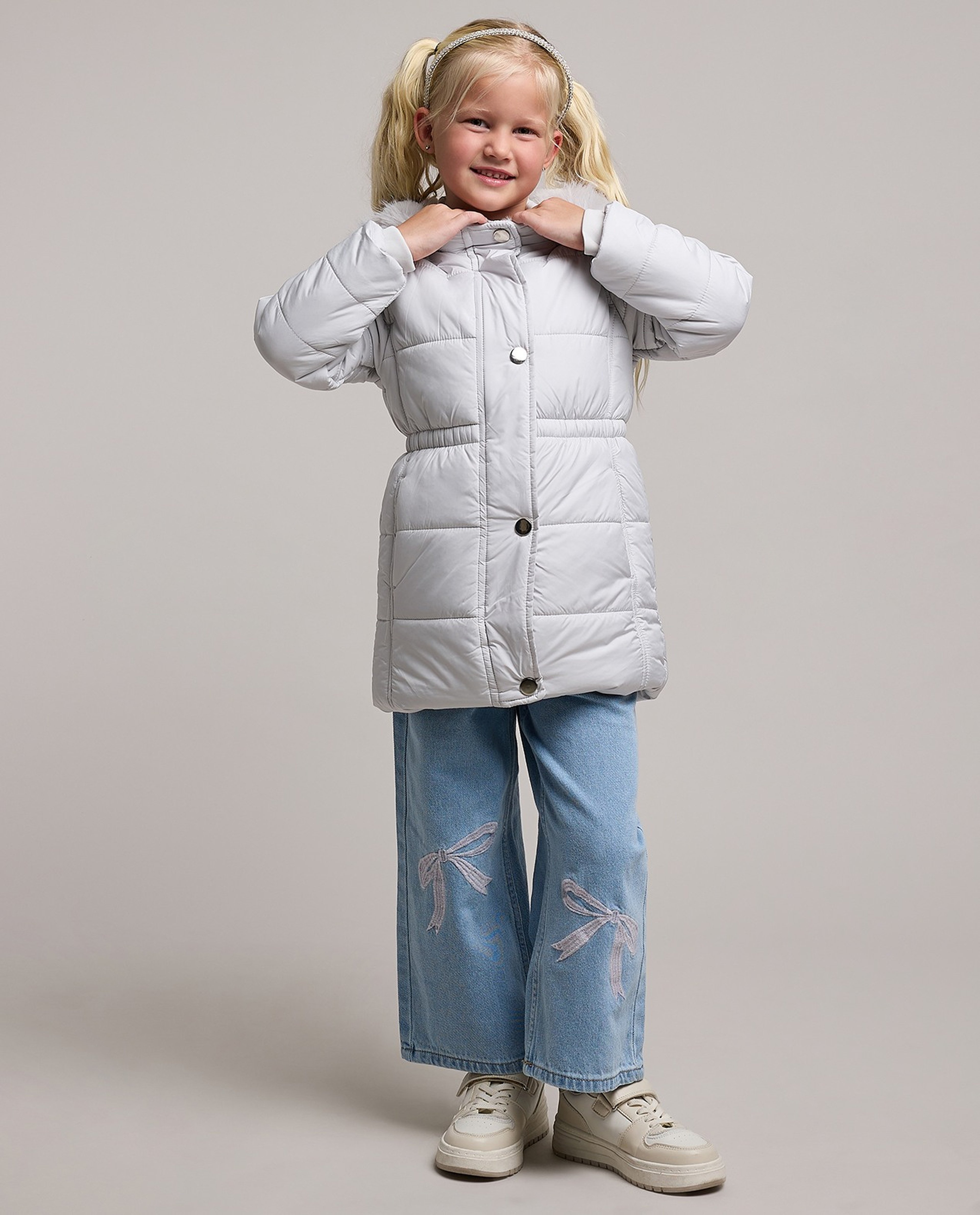 Cinched Waist Hooded Puffer Jacket with Long Sleeves