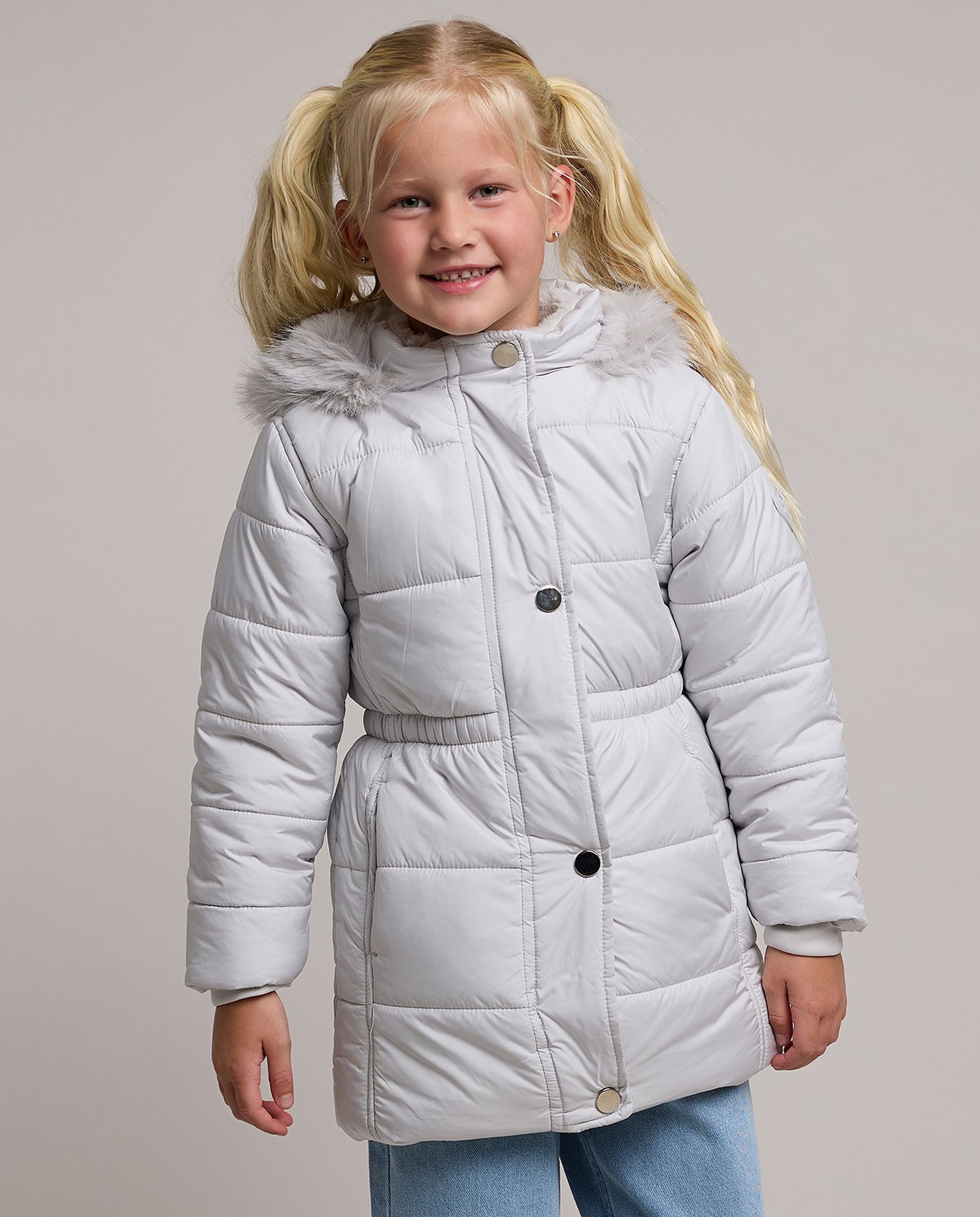 Cinched Waist Hooded Puffer Jacket with Long Sleeves