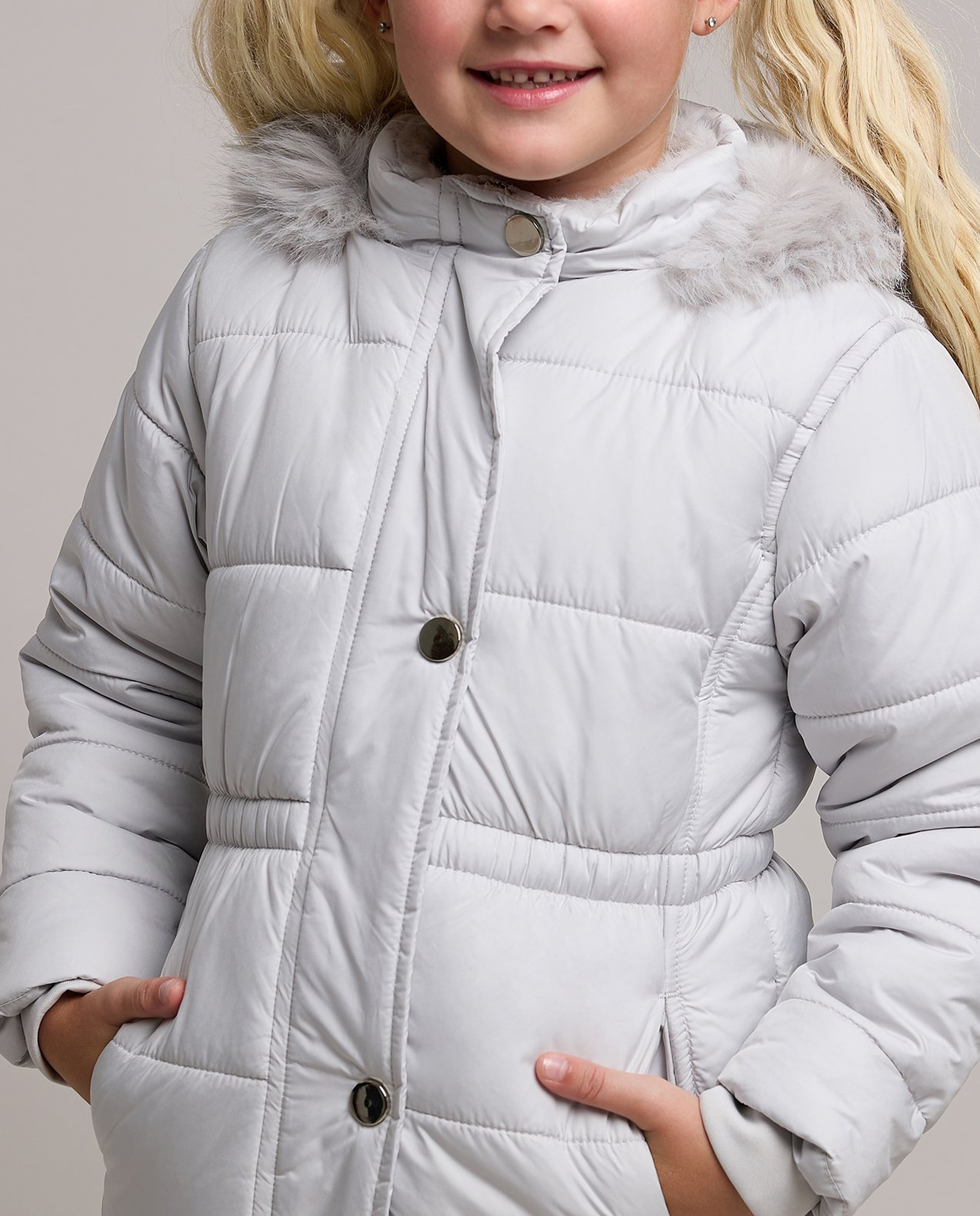 Cinched Waist Hooded Puffer Jacket with Long Sleeves