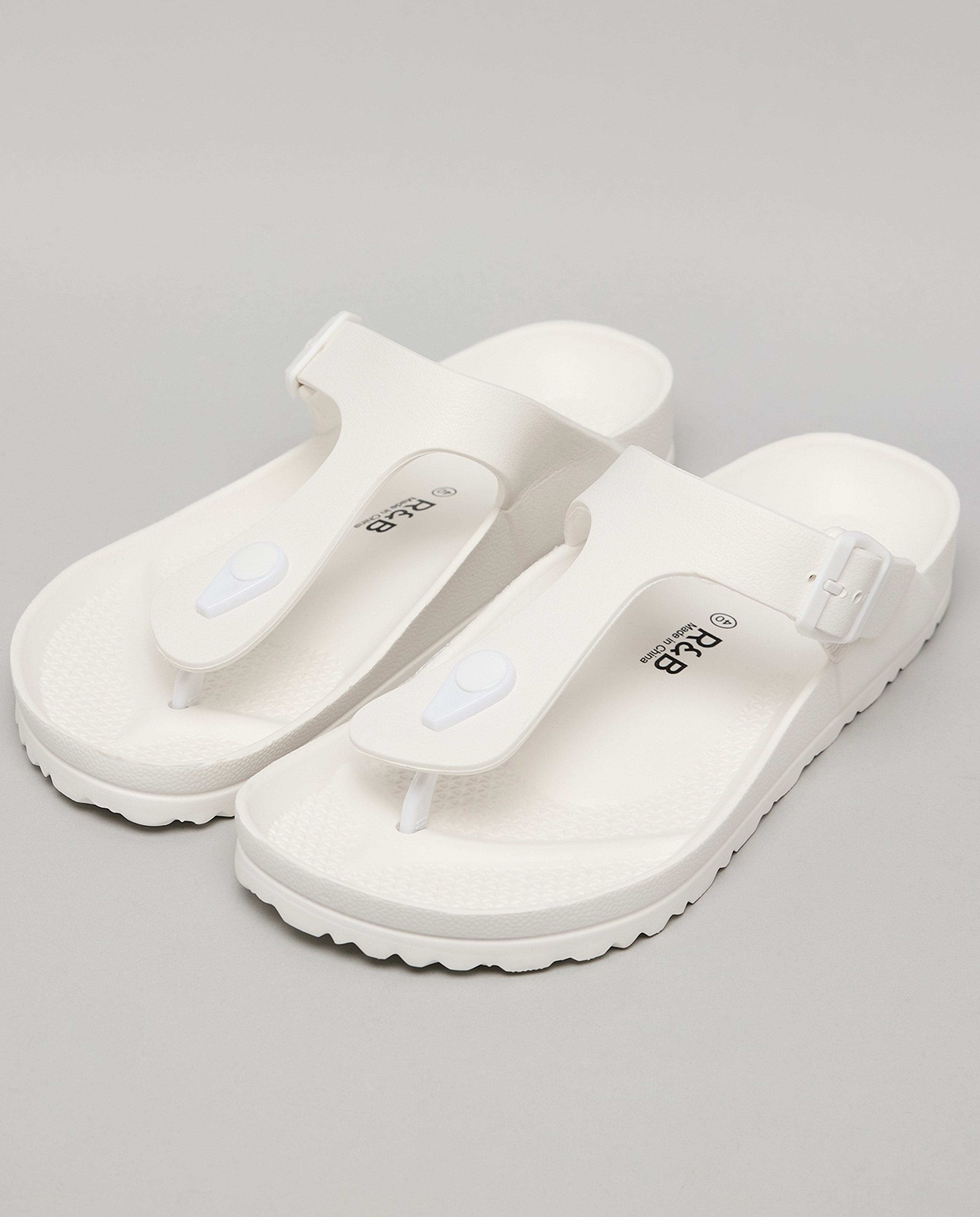 Textured T-Strap Flip-Flops