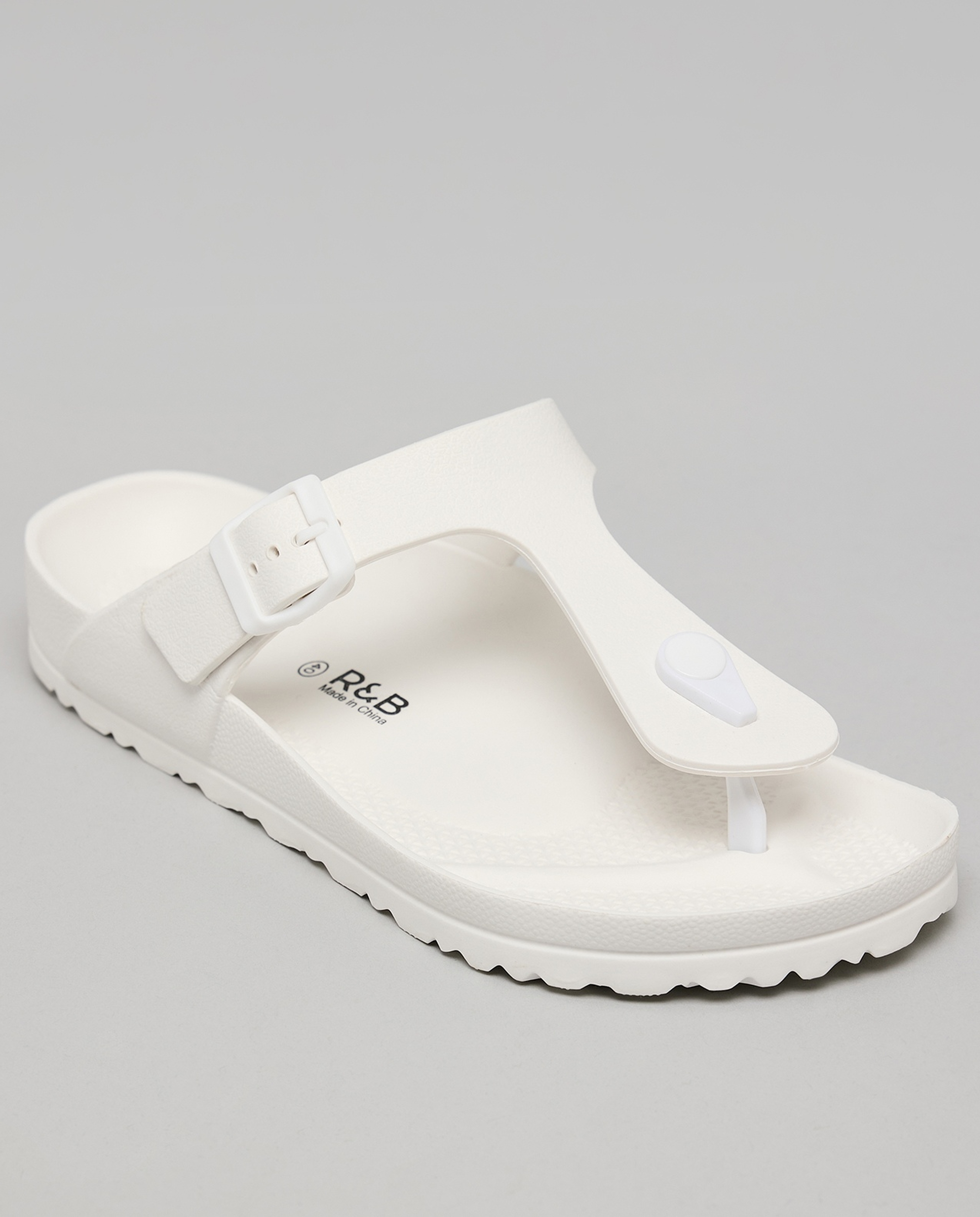 Textured T-Strap Flip-Flops