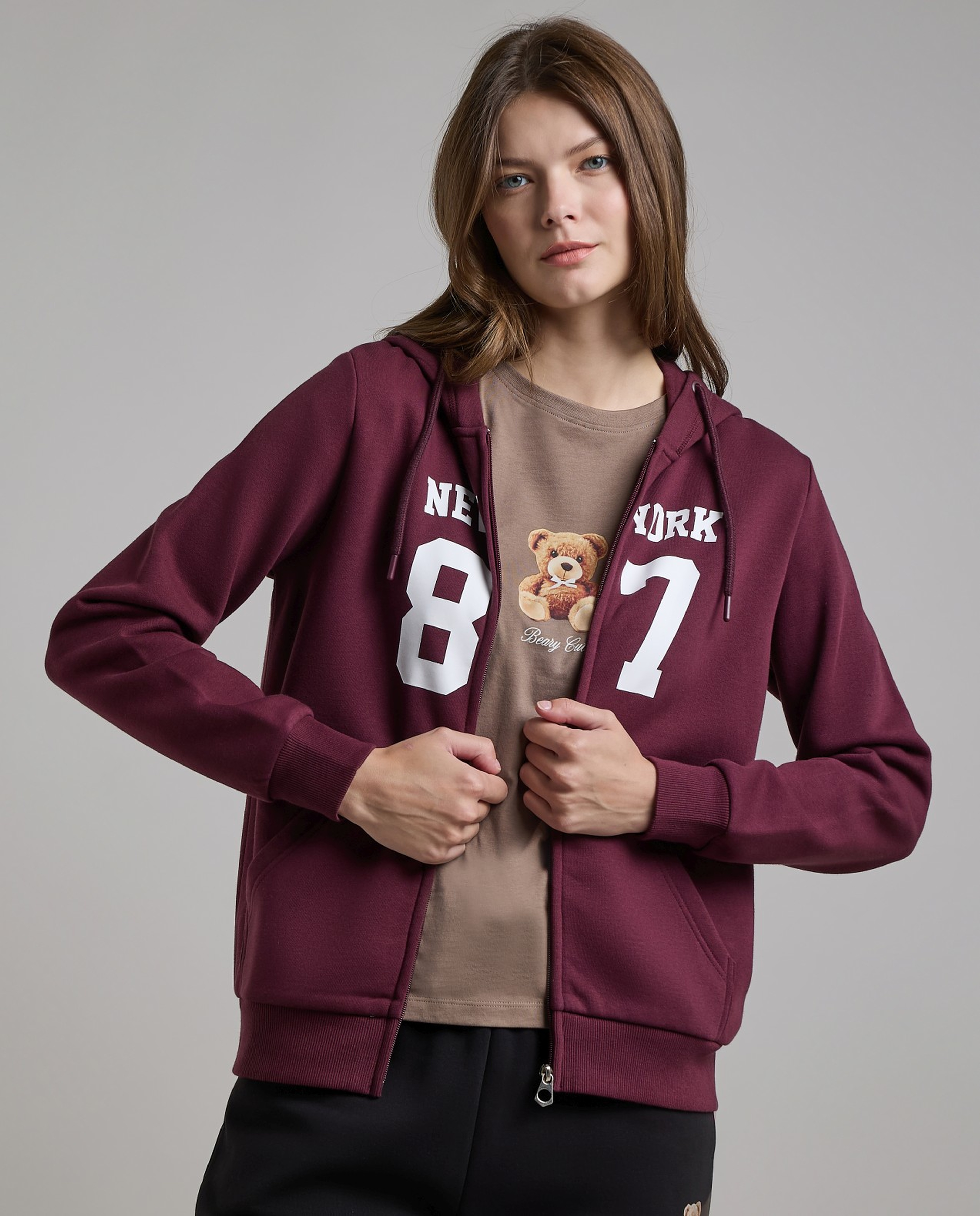 Printed Hooded Jacket with Long Sleeves