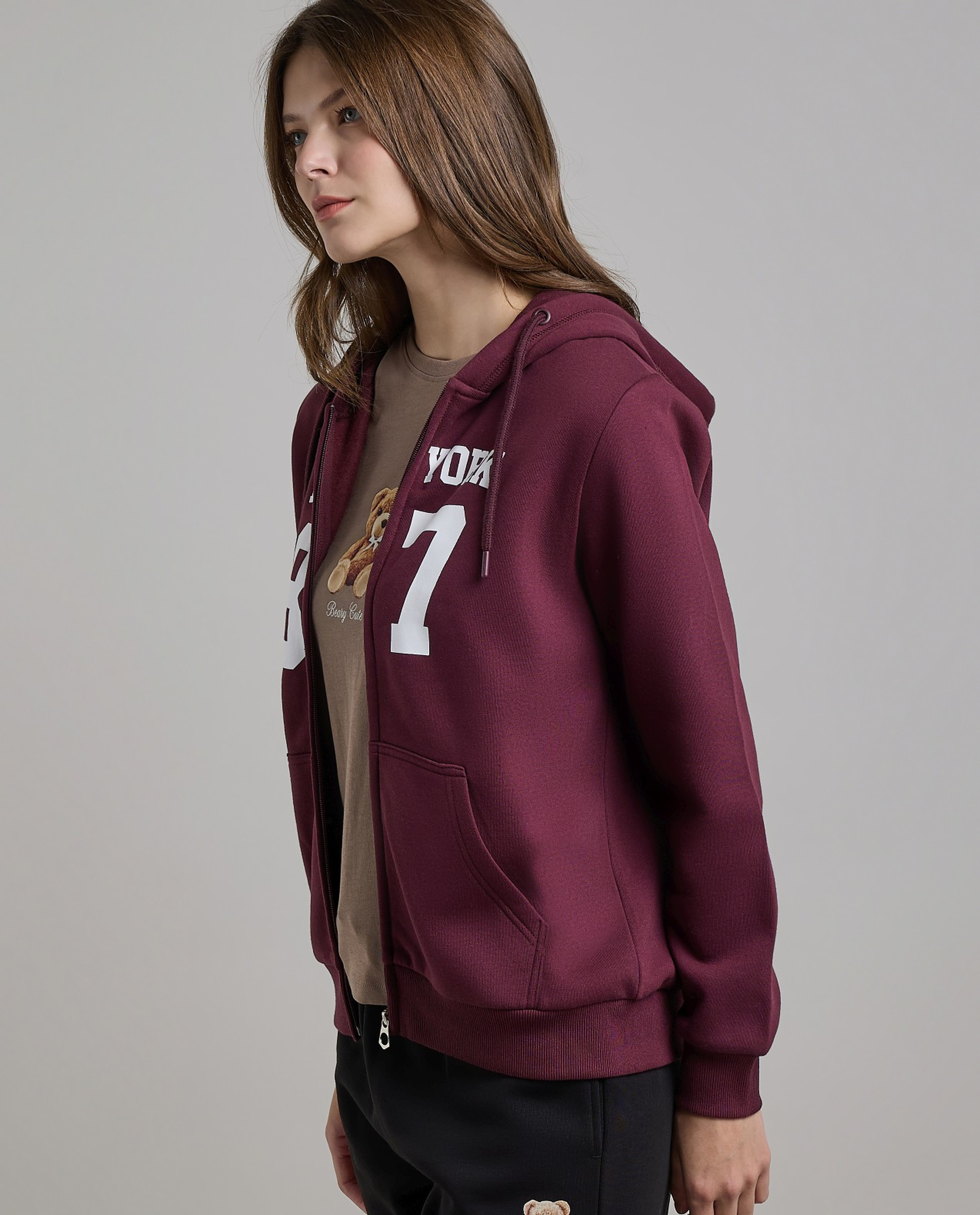 Printed Hooded Jacket with Long Sleeves