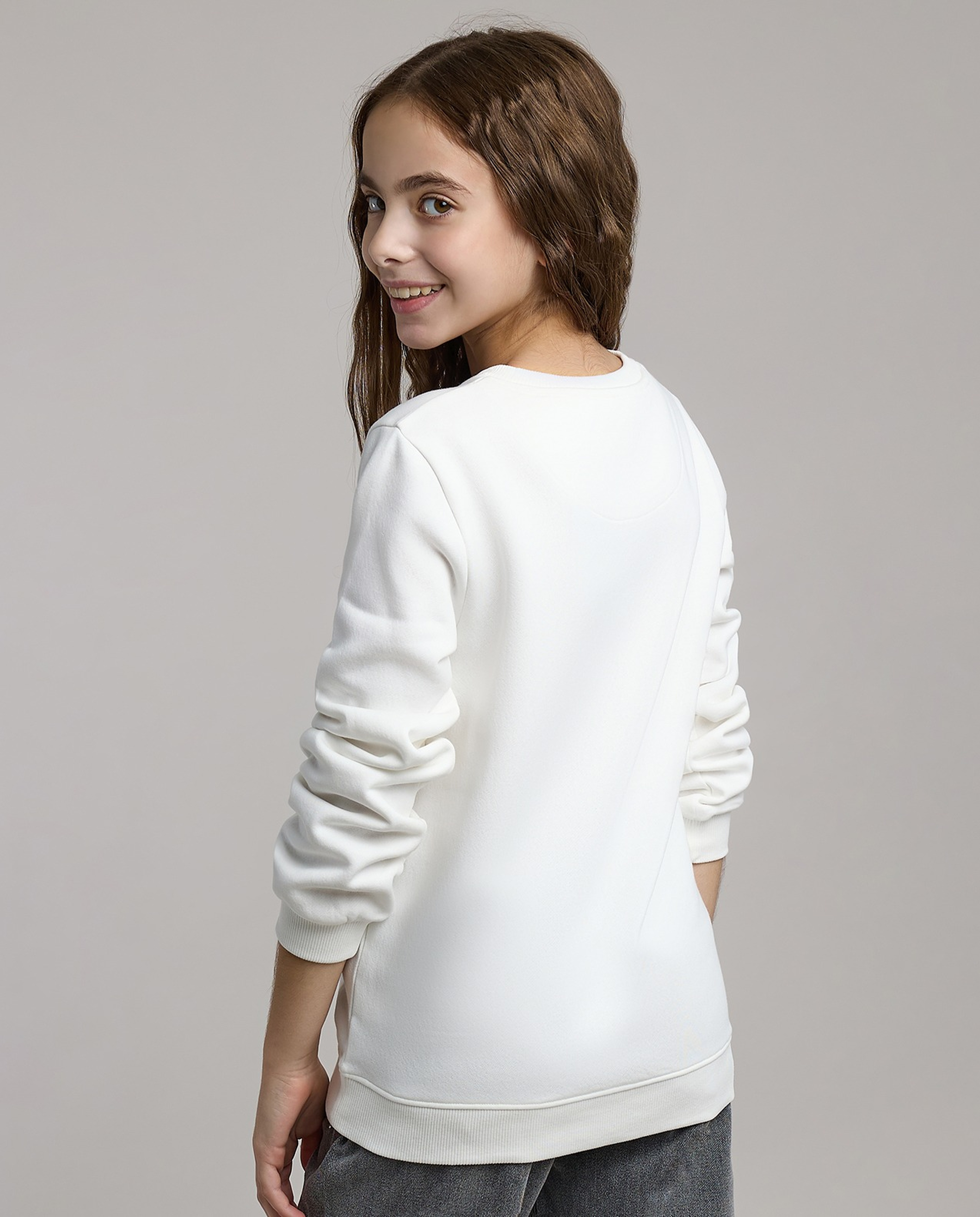 Embellished Sweatshirt with Crew Neck and Long Sleeves
