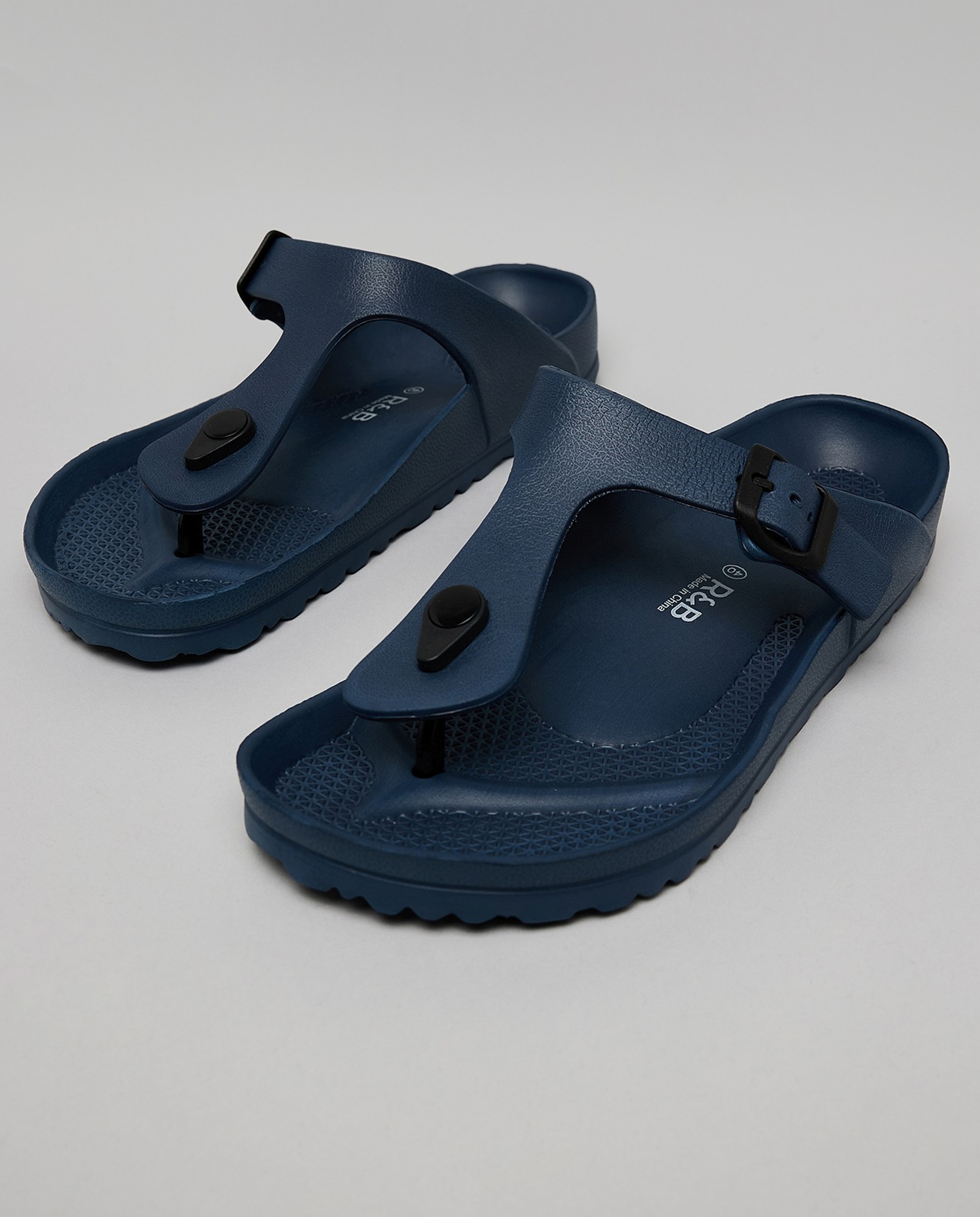 Textured T-Strap Flip-Flops