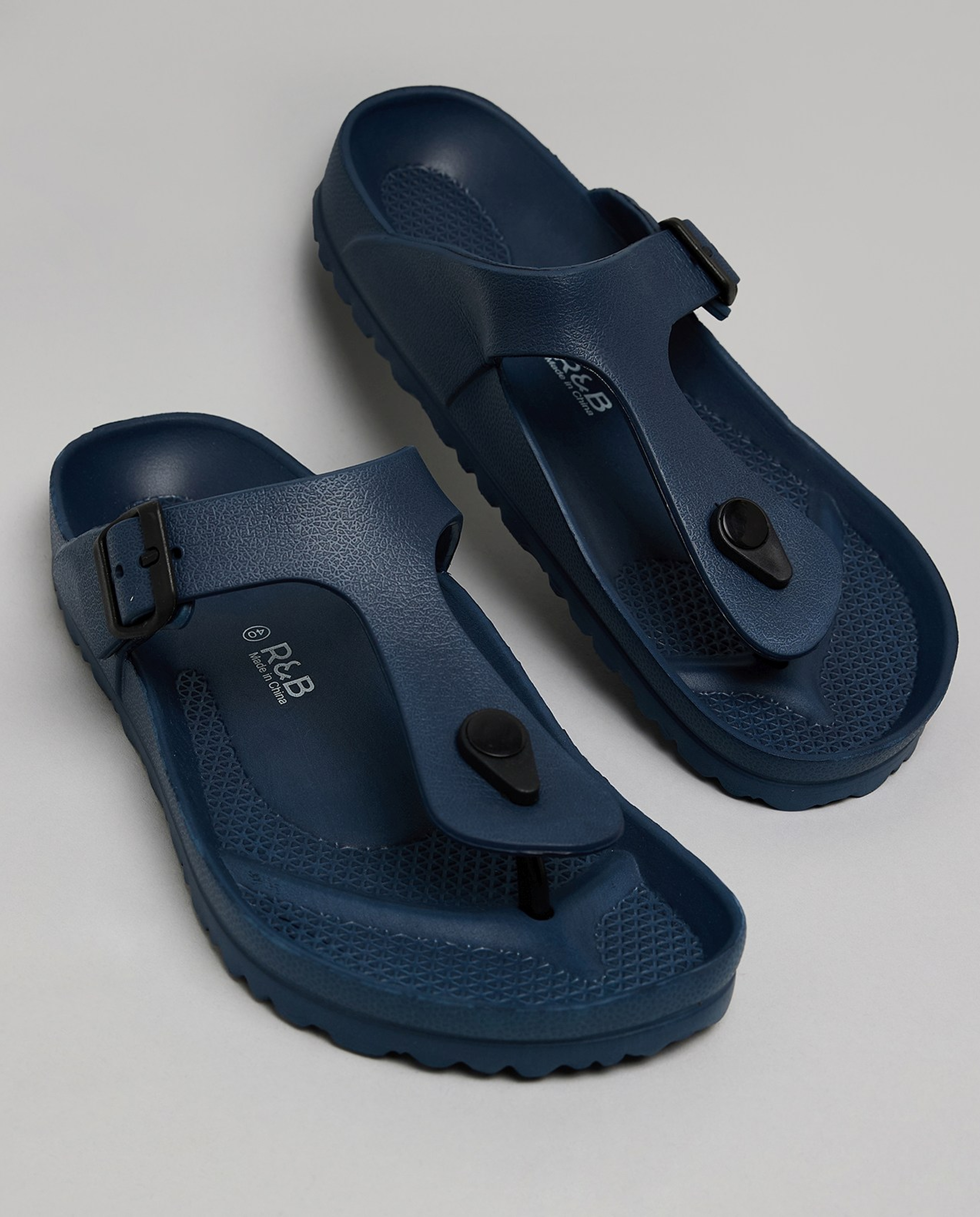 Textured T-Strap Flip-Flops