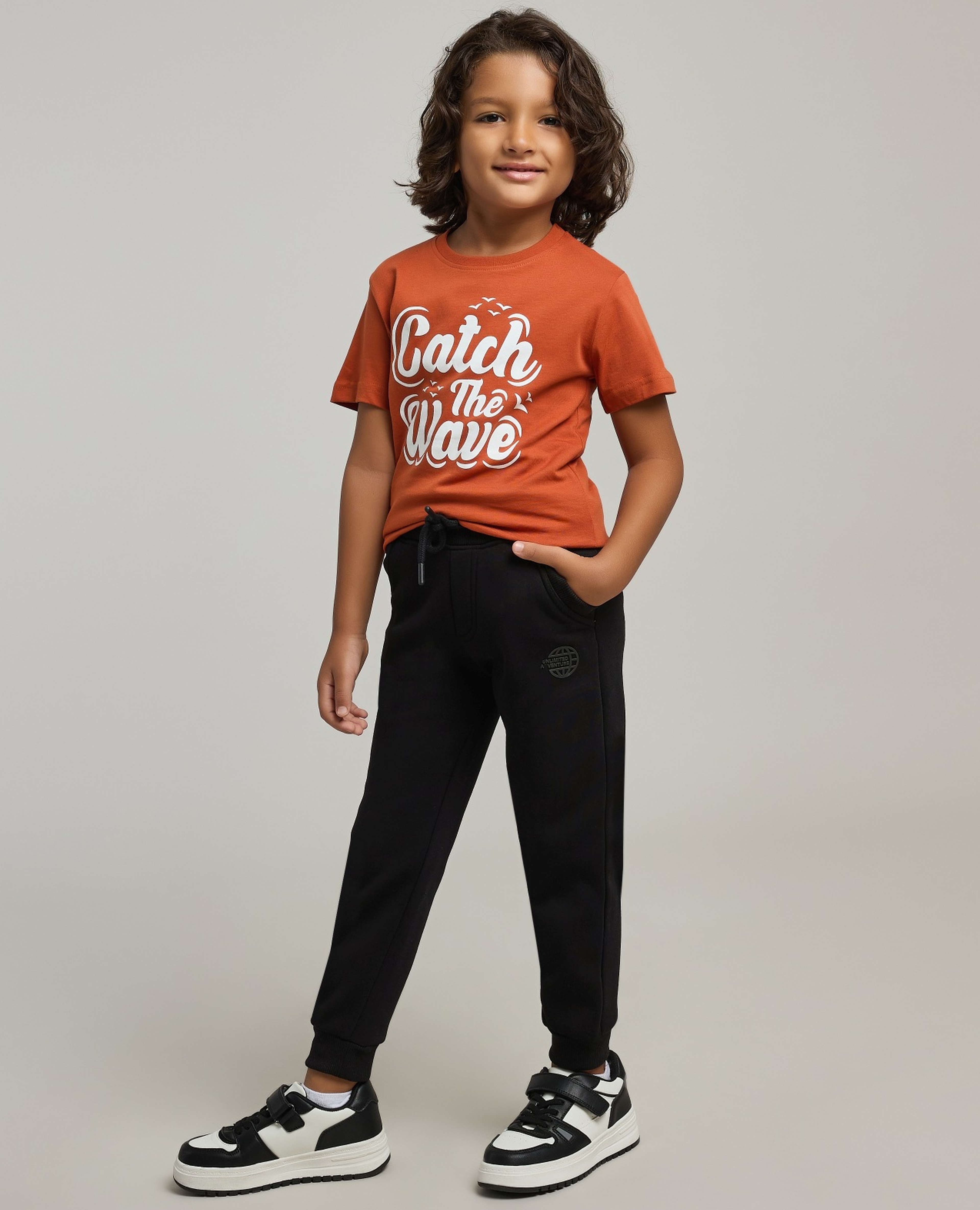 Print Detail Joggers with Drawstring Waist