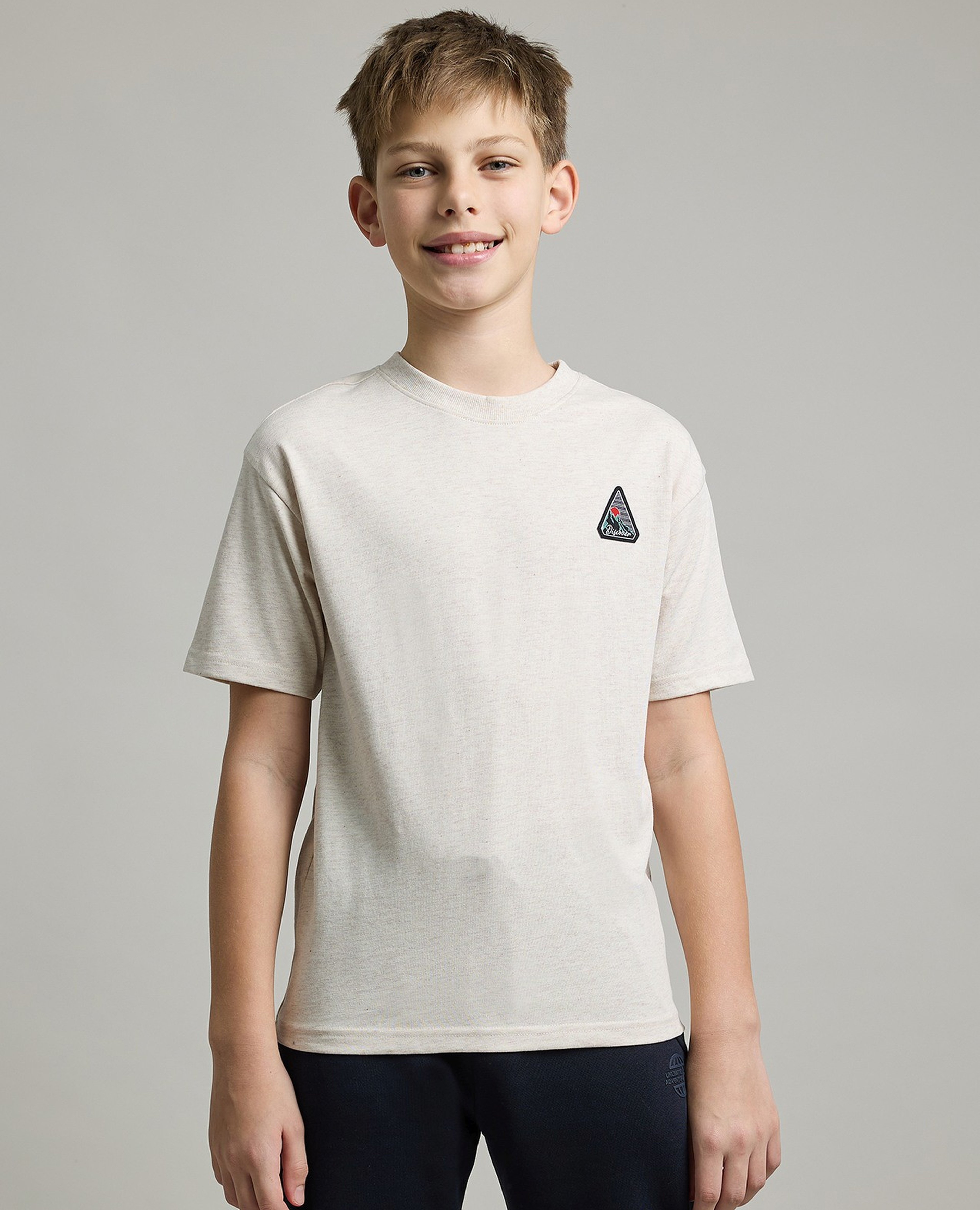 Badge Detail T-Shirt with Crew Neck and Short Sleeves