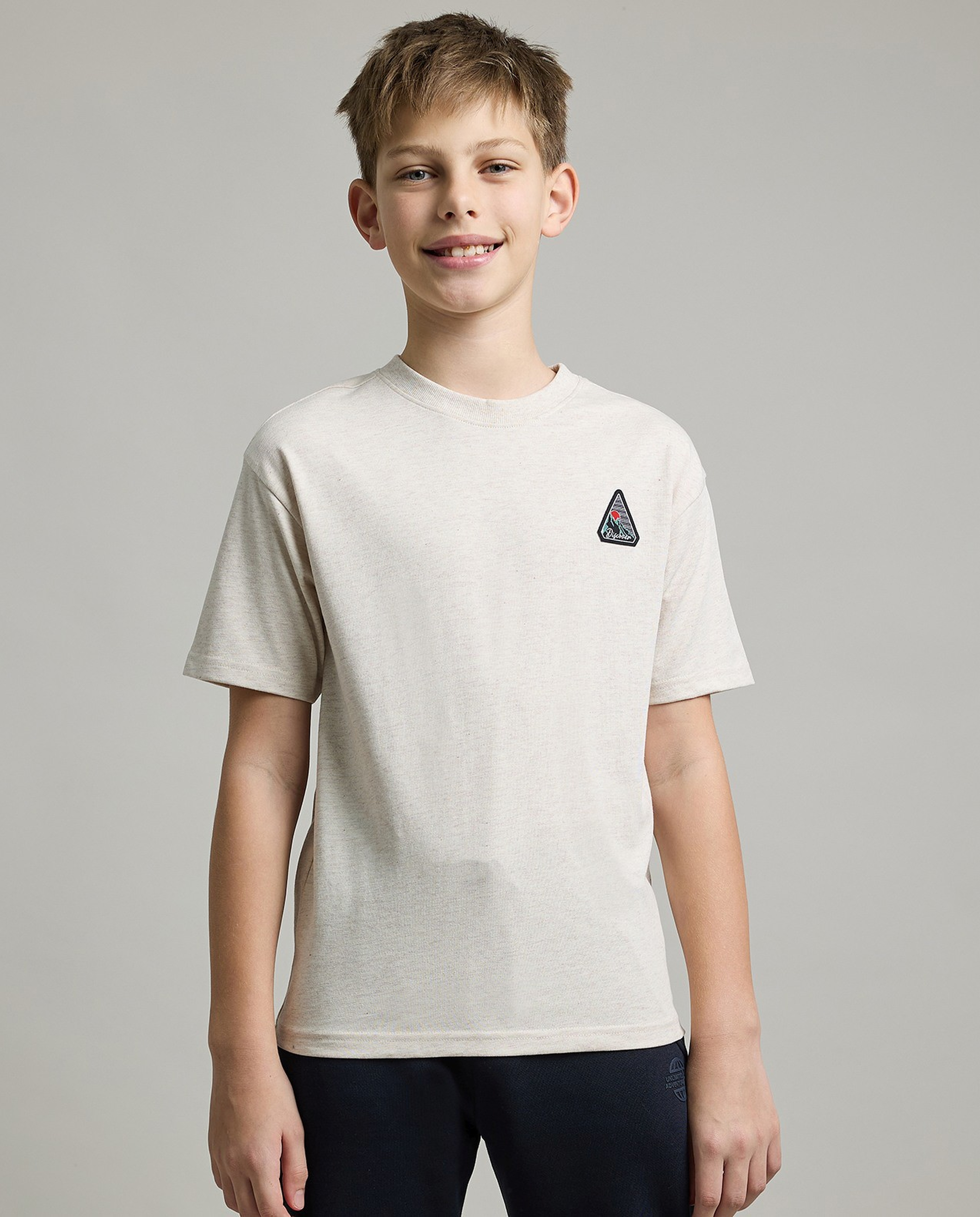 Badge Detail T-Shirt with Crew Neck and Short Sleeves